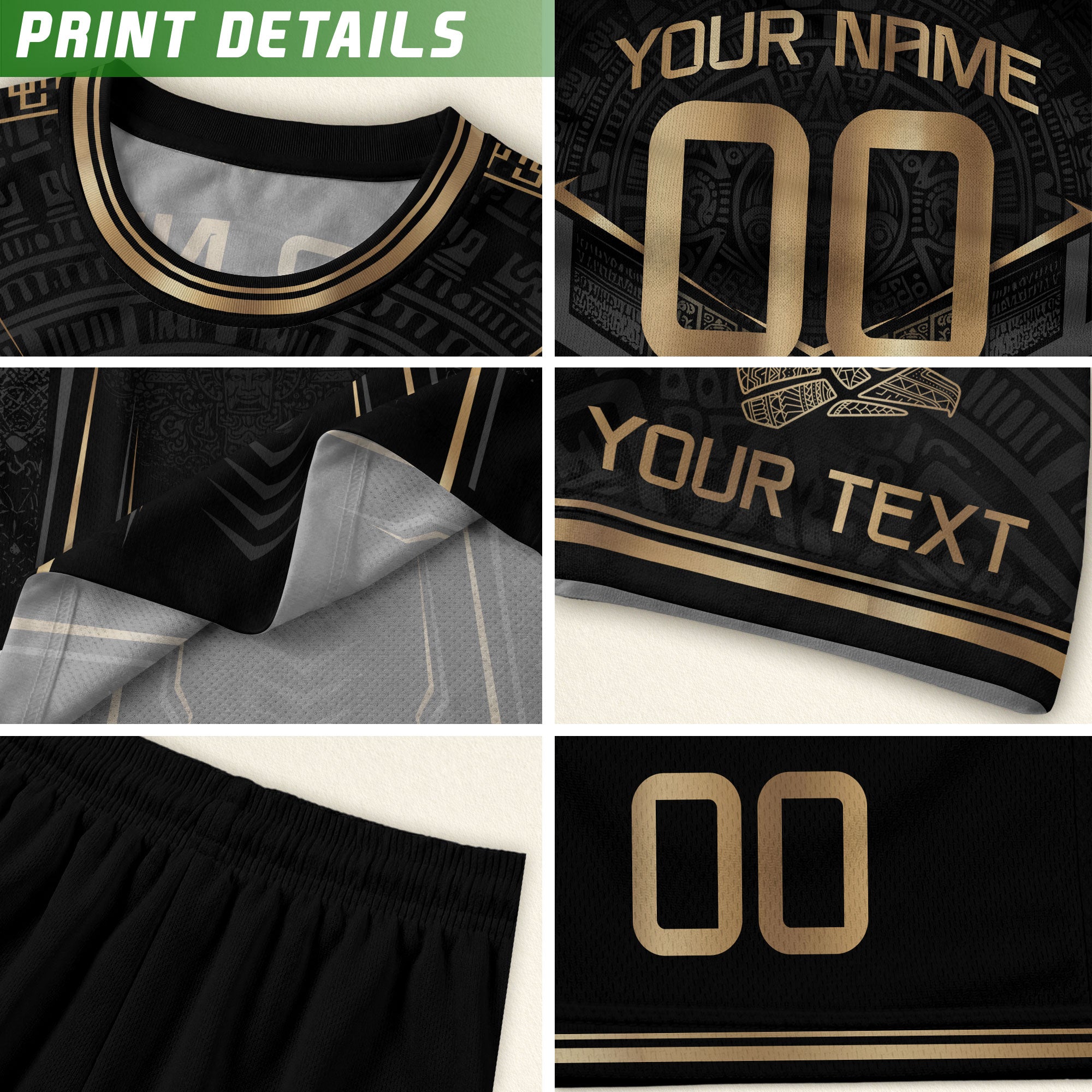 Camiseta de fútbol premium con emblema de águila azteca verde y dorado de México