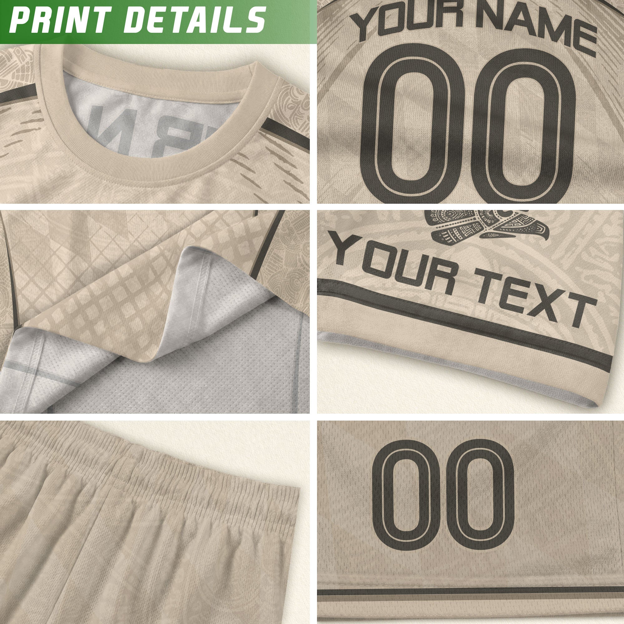 Camiseta de fútbol premium con emblema de águila azteca verde y dorado de México