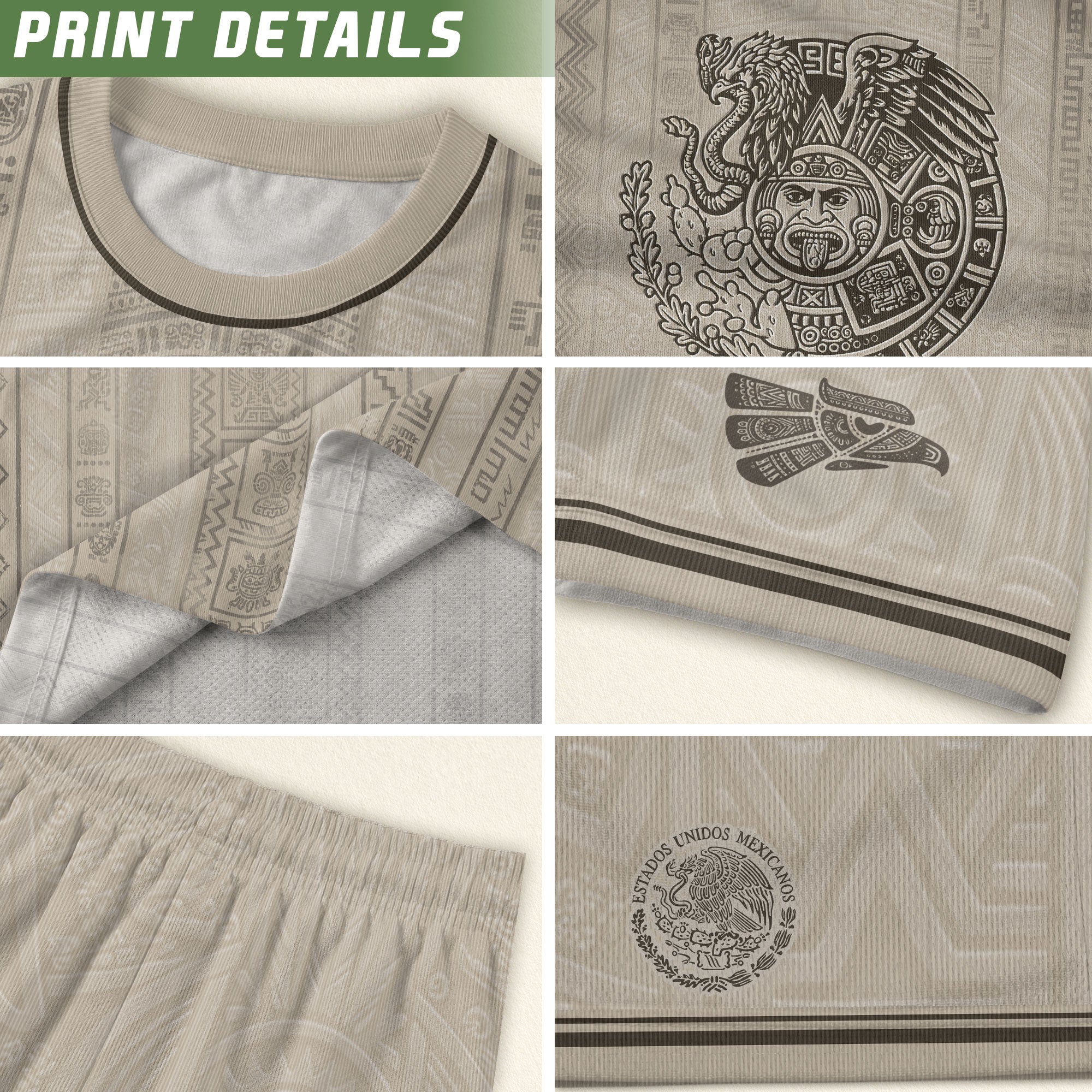 Mexico Soccer Jersey Men White Aztec Pattern Football Shirt Classic Fan Apparel