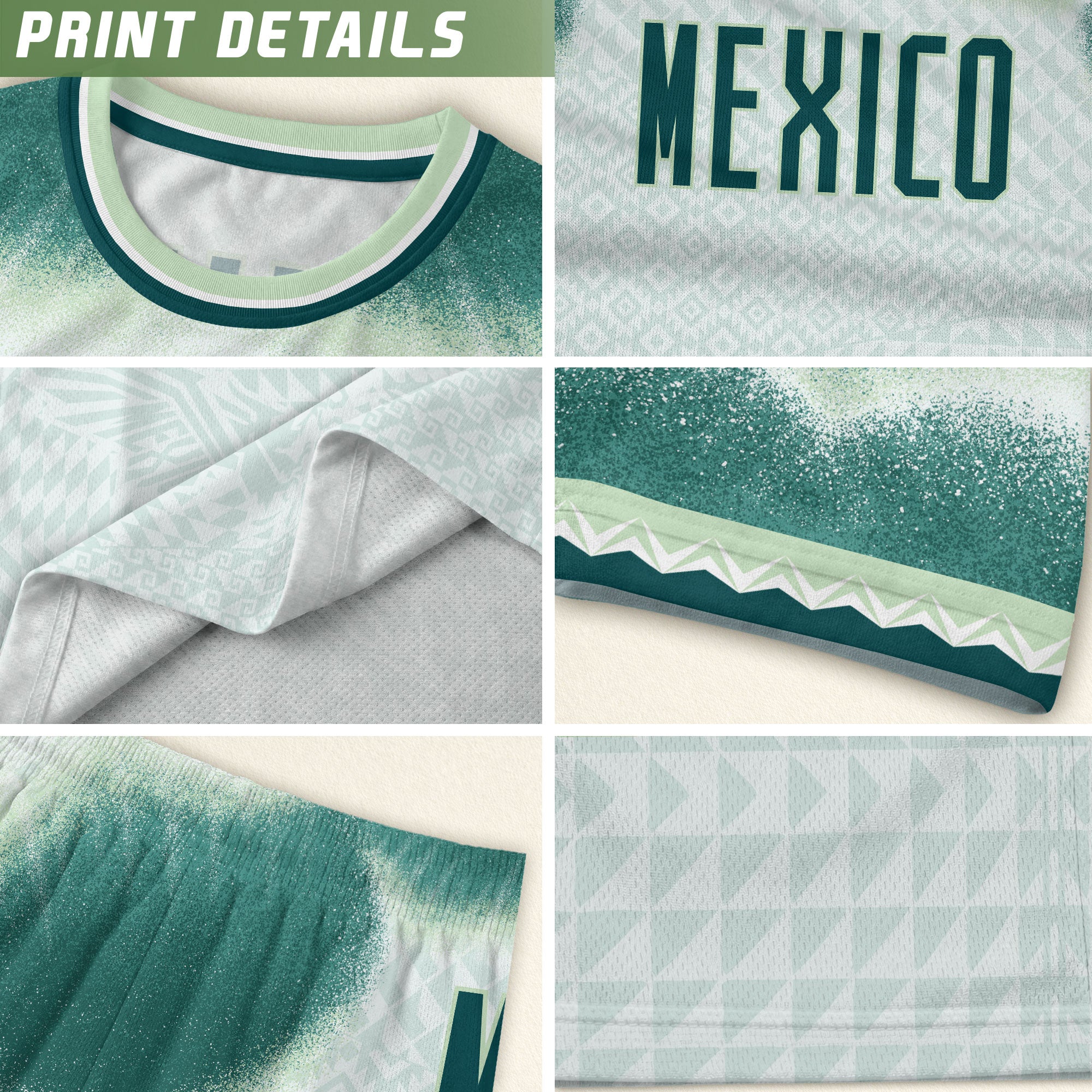 White Mexico Soccer Jersey Unique Graphic Print Breathable Fan Apparel Men Football Shirt