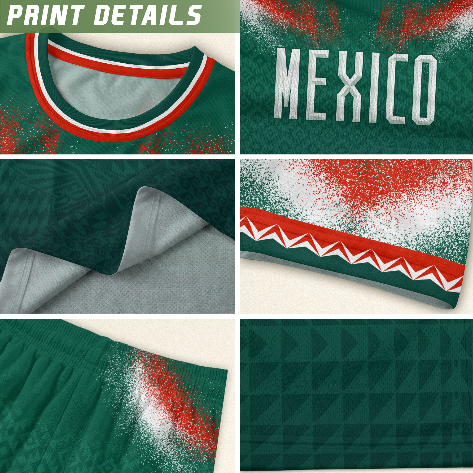 Camiseta de fútbol premium con emblema de águila azteca verde y dorado de México