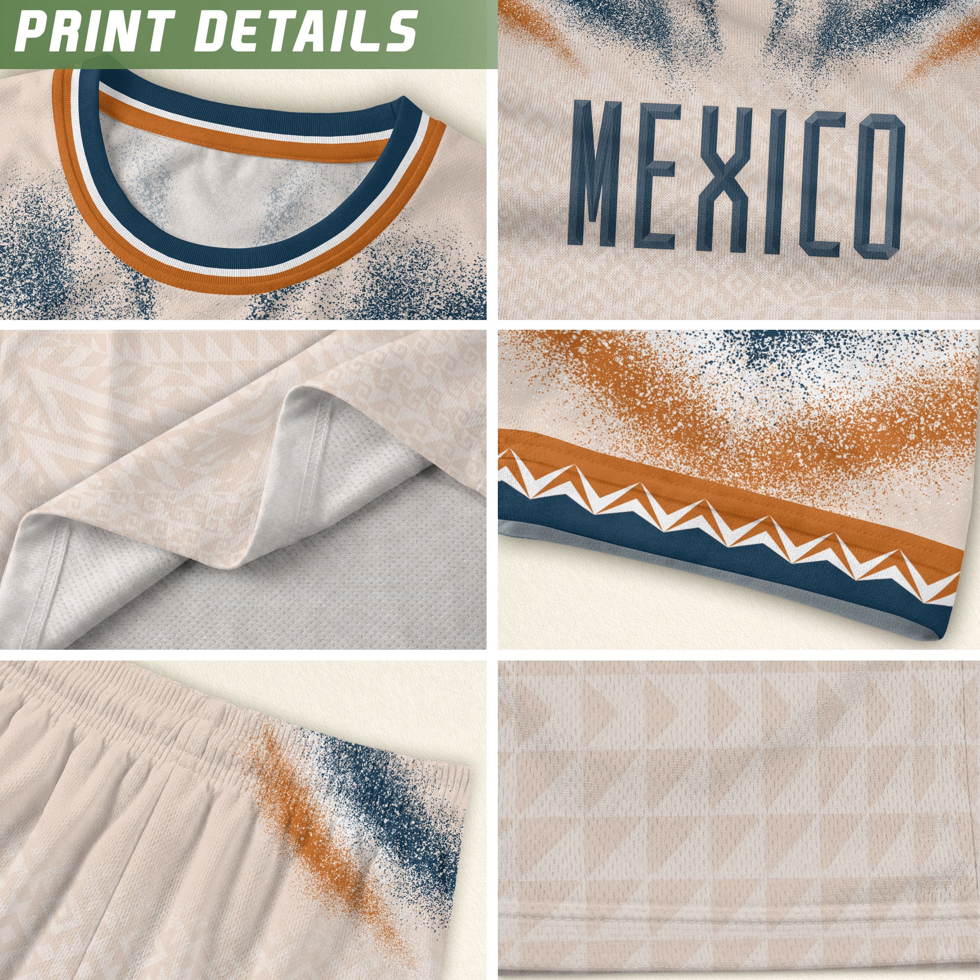 Camiseta de fútbol premium con emblema de águila azteca verde y dorado de México