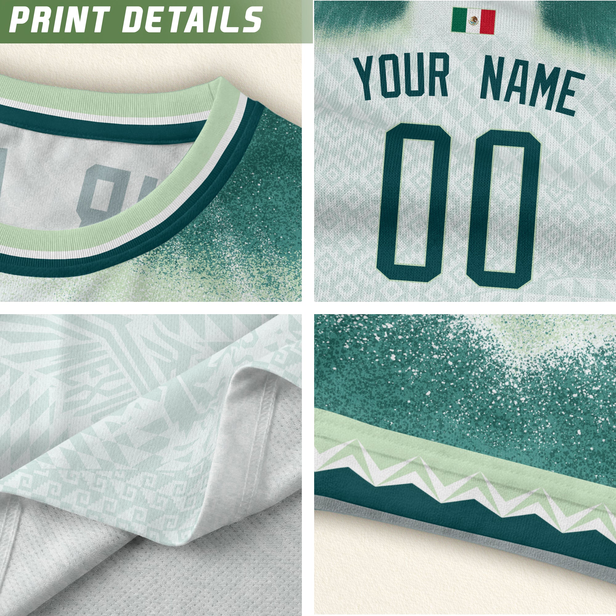 Custom White Mexico Jersey Personalized Name Number Adult Soccer Apparel Patriotic Tee