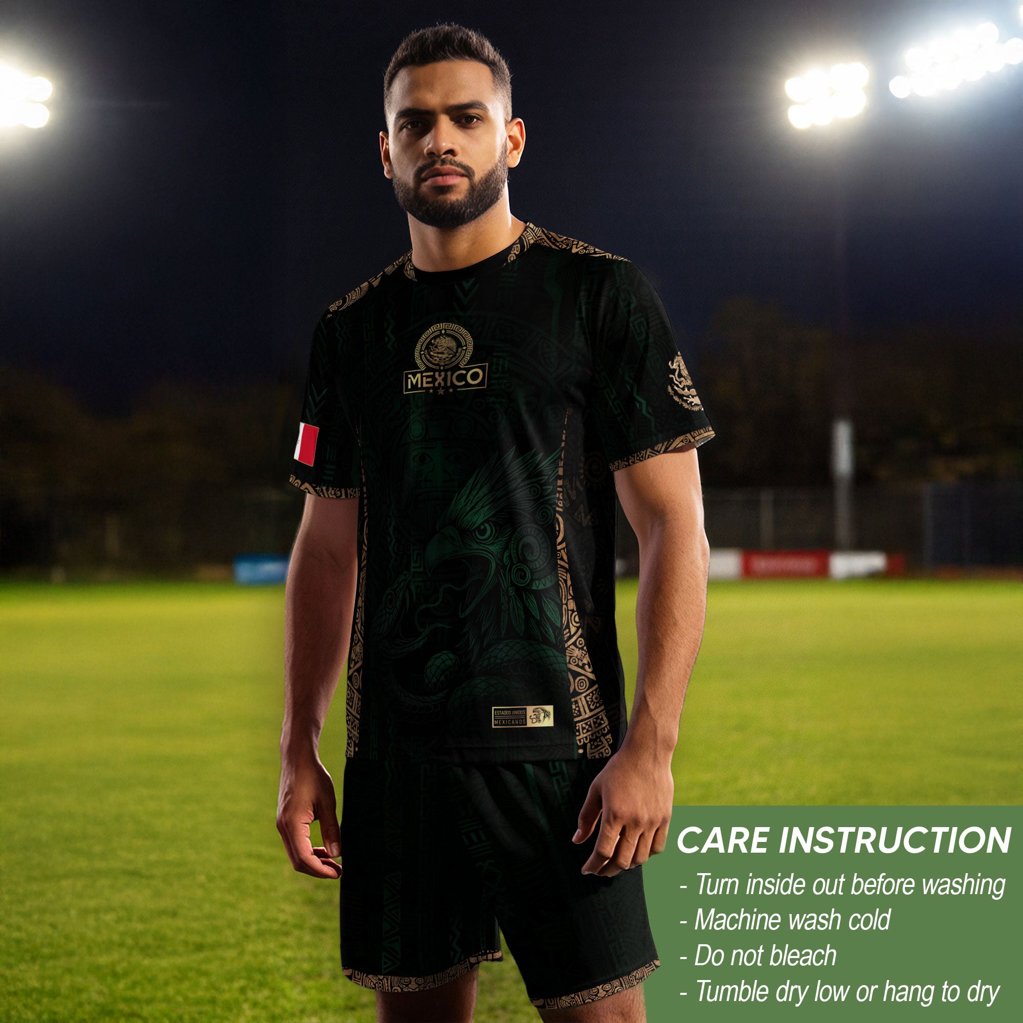 Mexico Green Gold Aztec Eagle Warrior Soccer Jersey