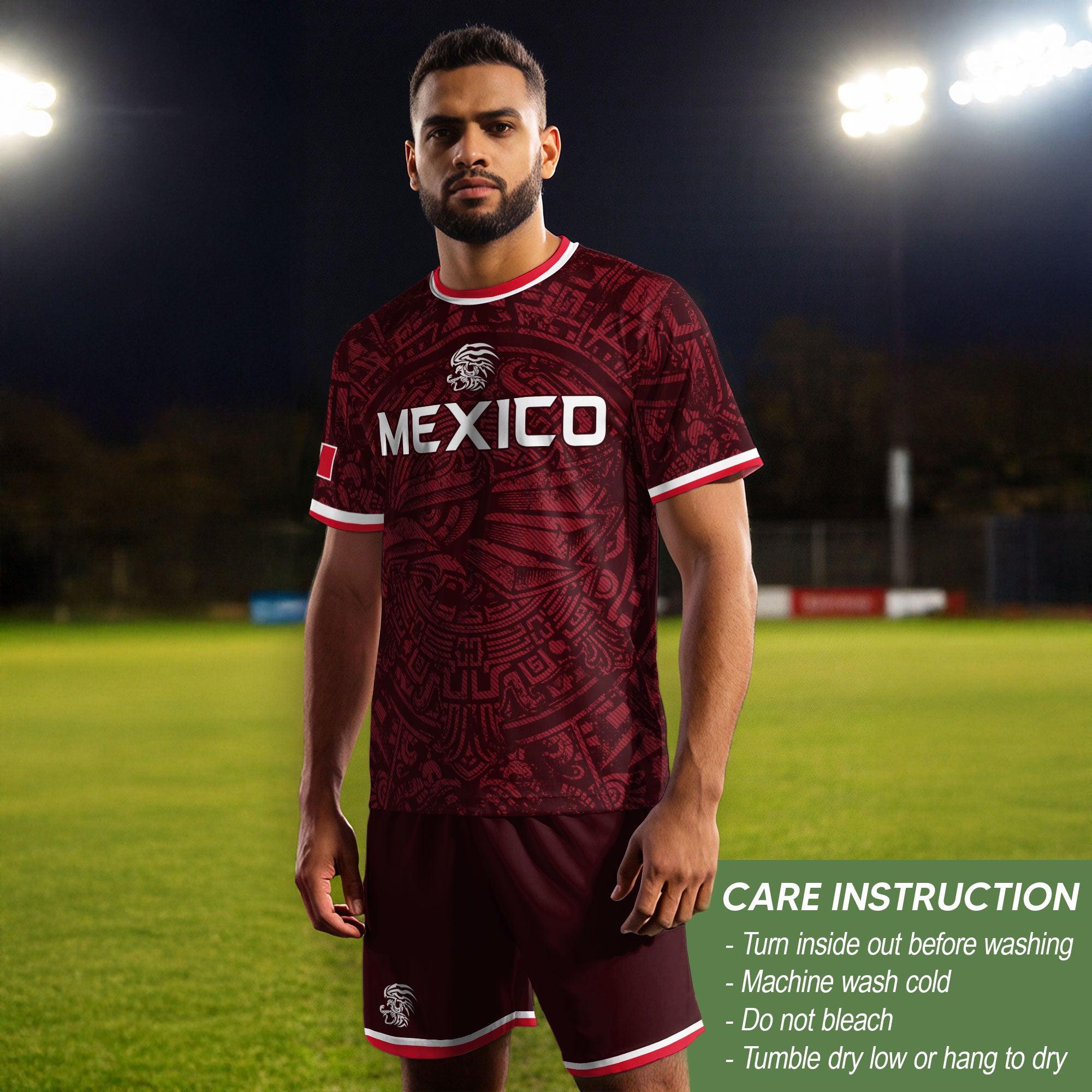 Men's Burgundy Mexico Aztec Eagle Graphic T-Shirt – Tribal Heritage Mexico Print Tee