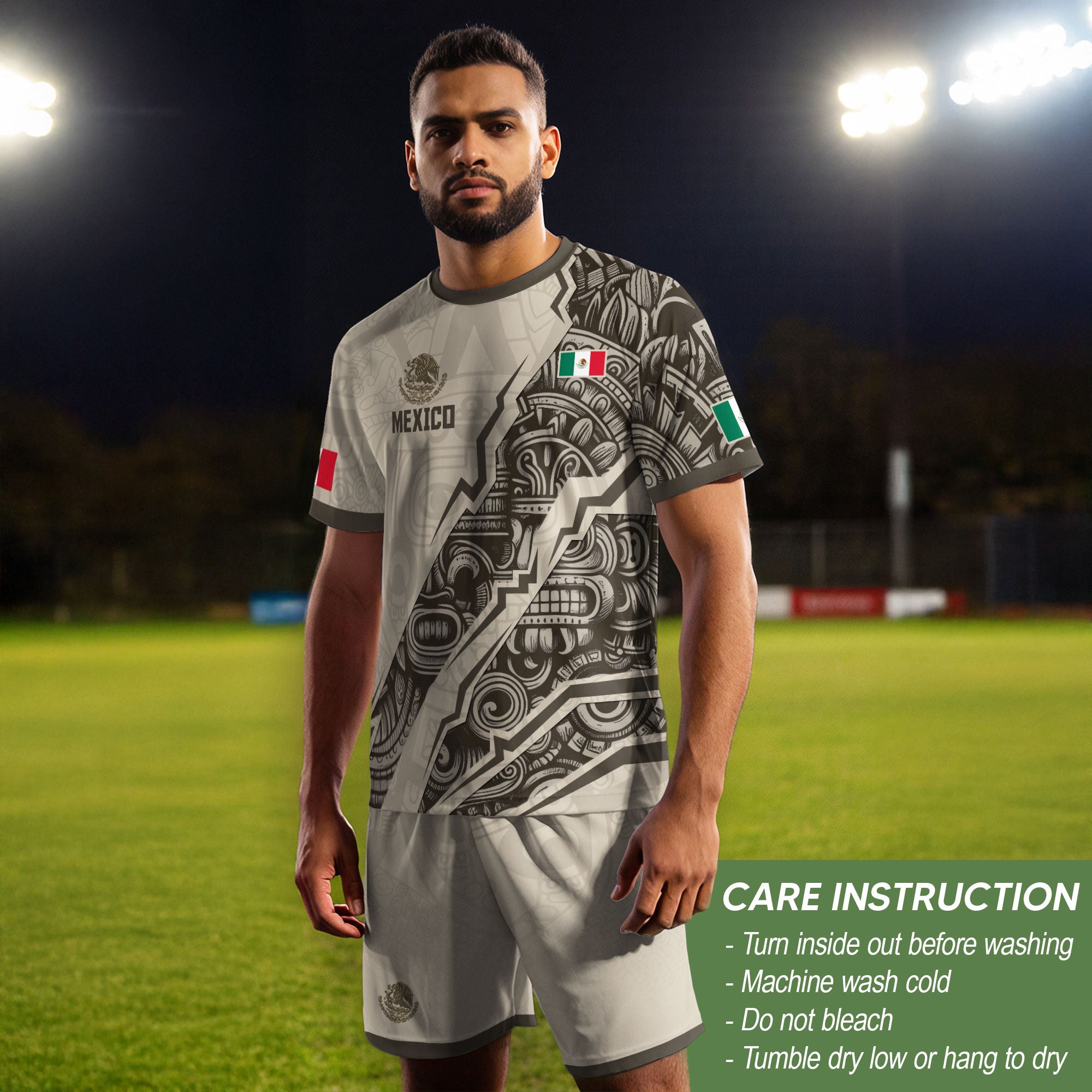 Camiseta de fútbol de la herencia del guerrero azteca del águila dorada negra de México
