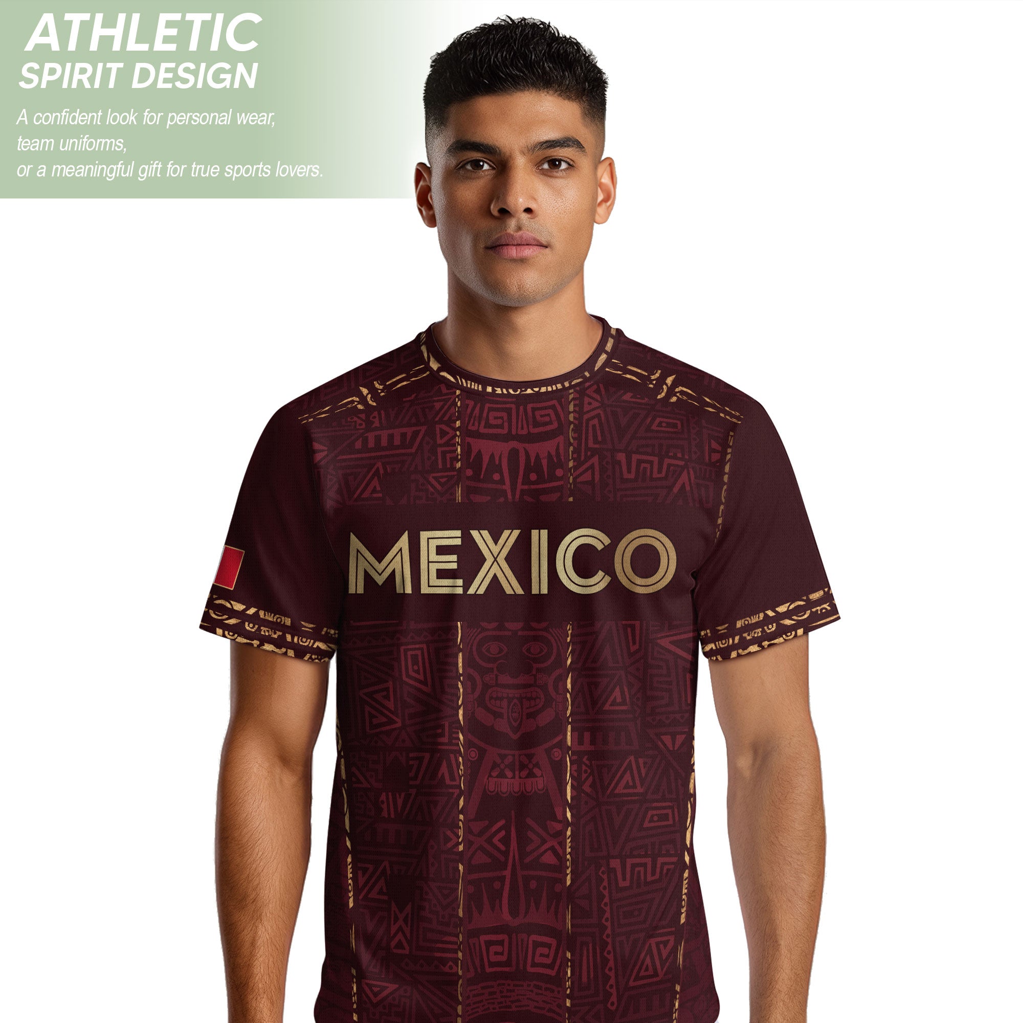 Mexico Soccer Jersey Maroon Aztec Heritage - Mexico National Team Fan Football Shirt