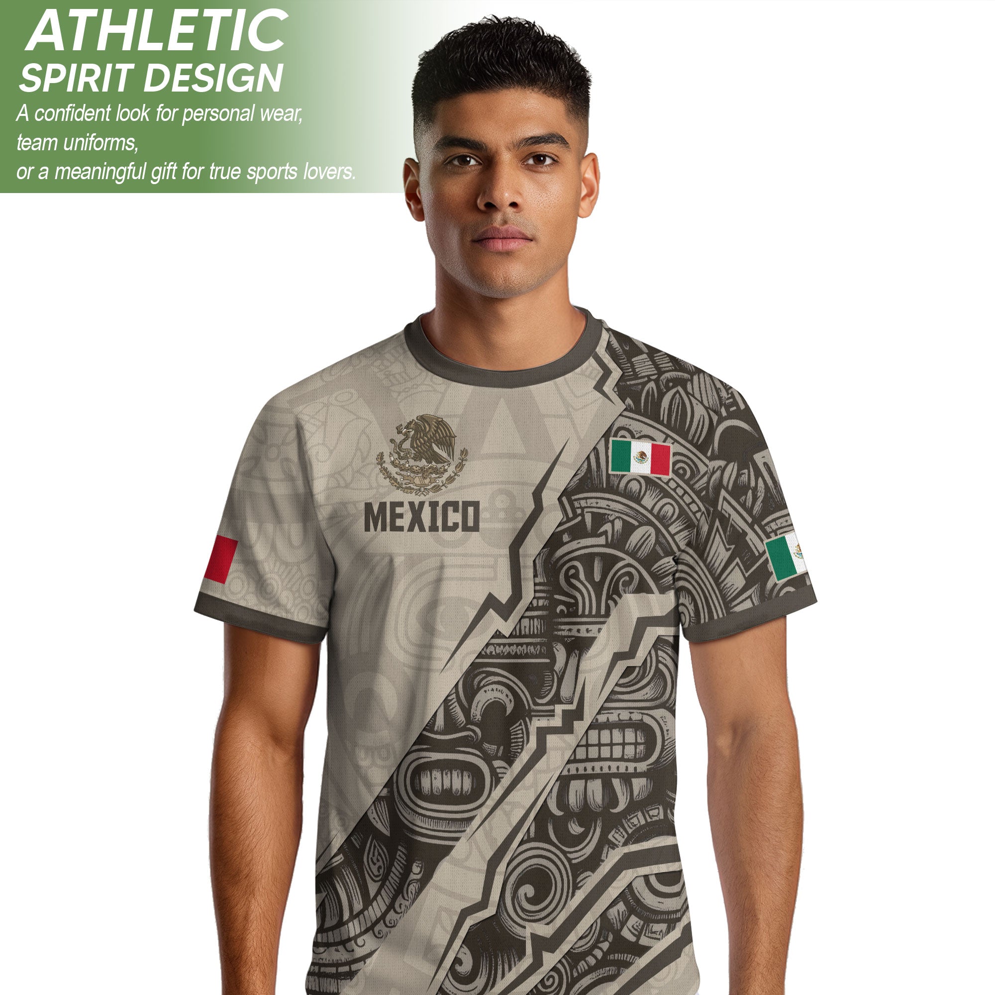 Camiseta de fútbol de la herencia del guerrero azteca del águila dorada negra de México