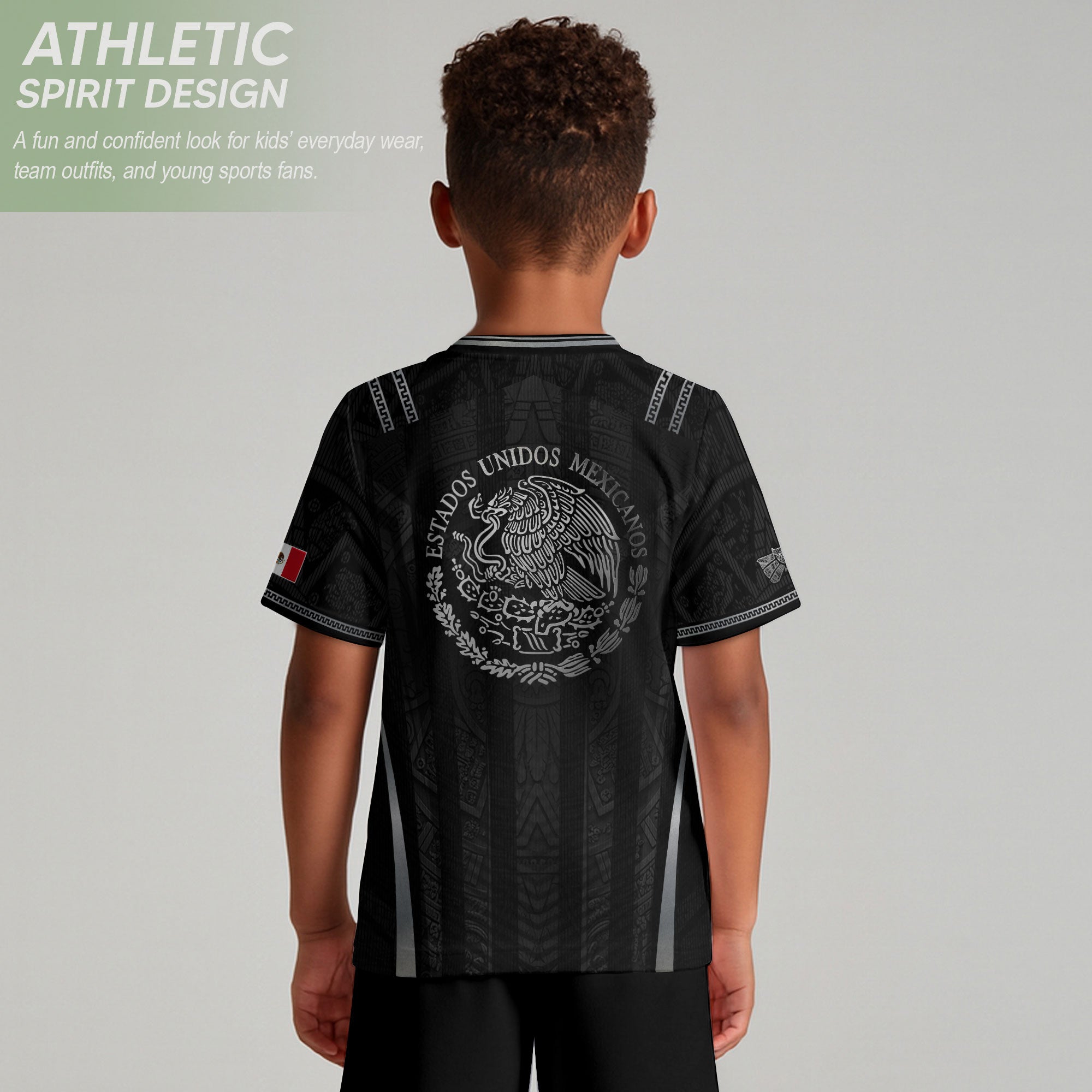 Black Mexico Soccer Jersey Youth Tribal Eagle Football Shirt Premium Sports Top