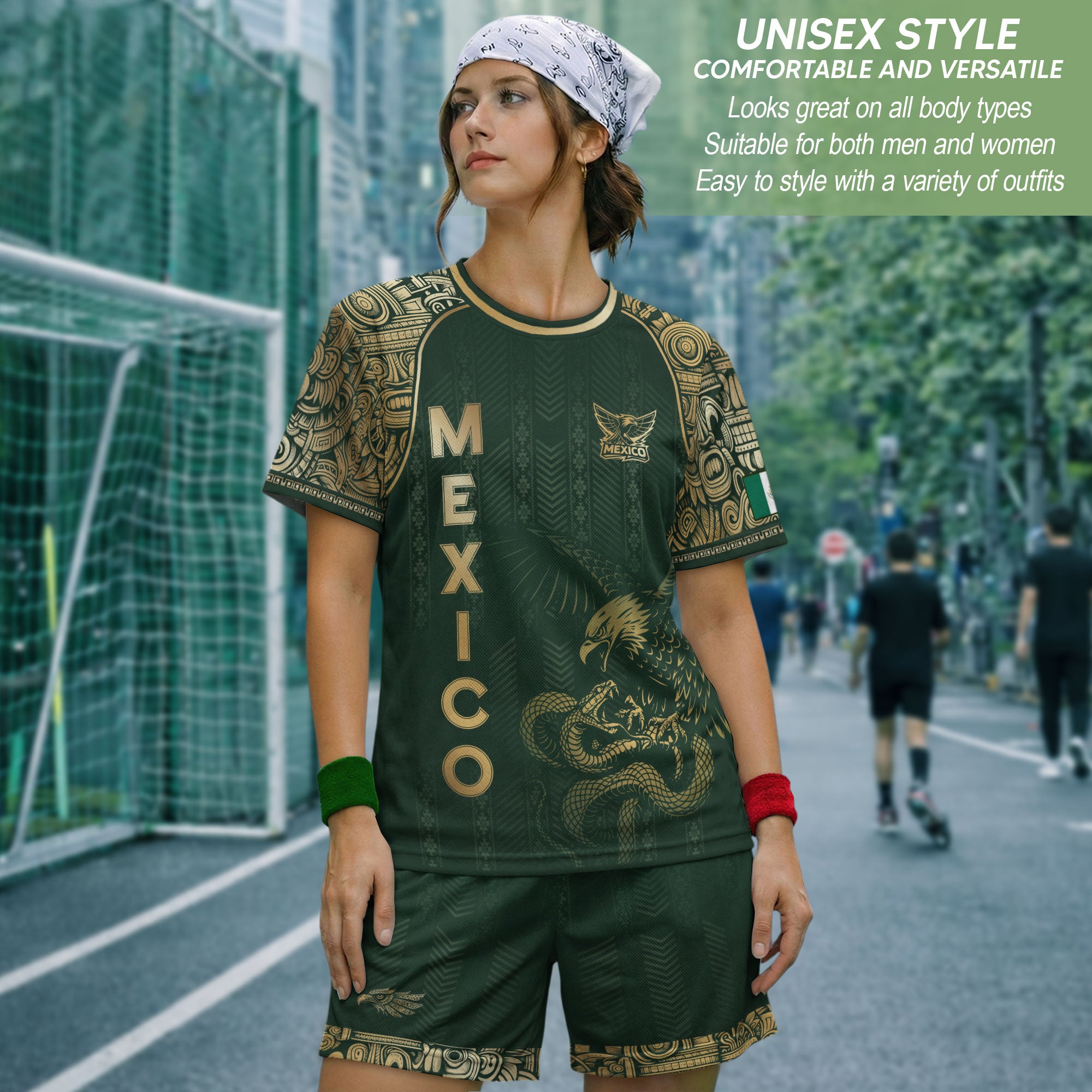 Mexico Heritage Green Gold Eagle Fighting Snake Mythological Soccer Jersey