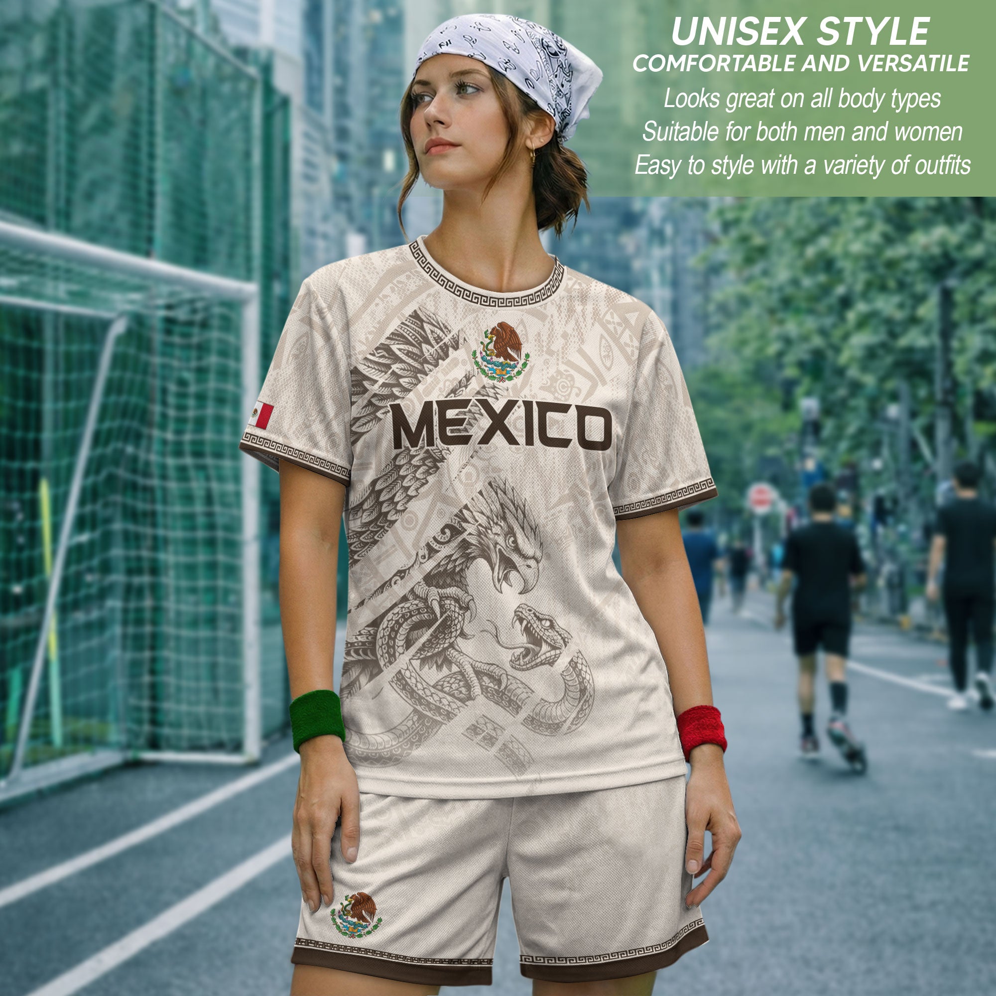 Mexico Soccer Jersey White Aztec Eagle & Snake - Premium National