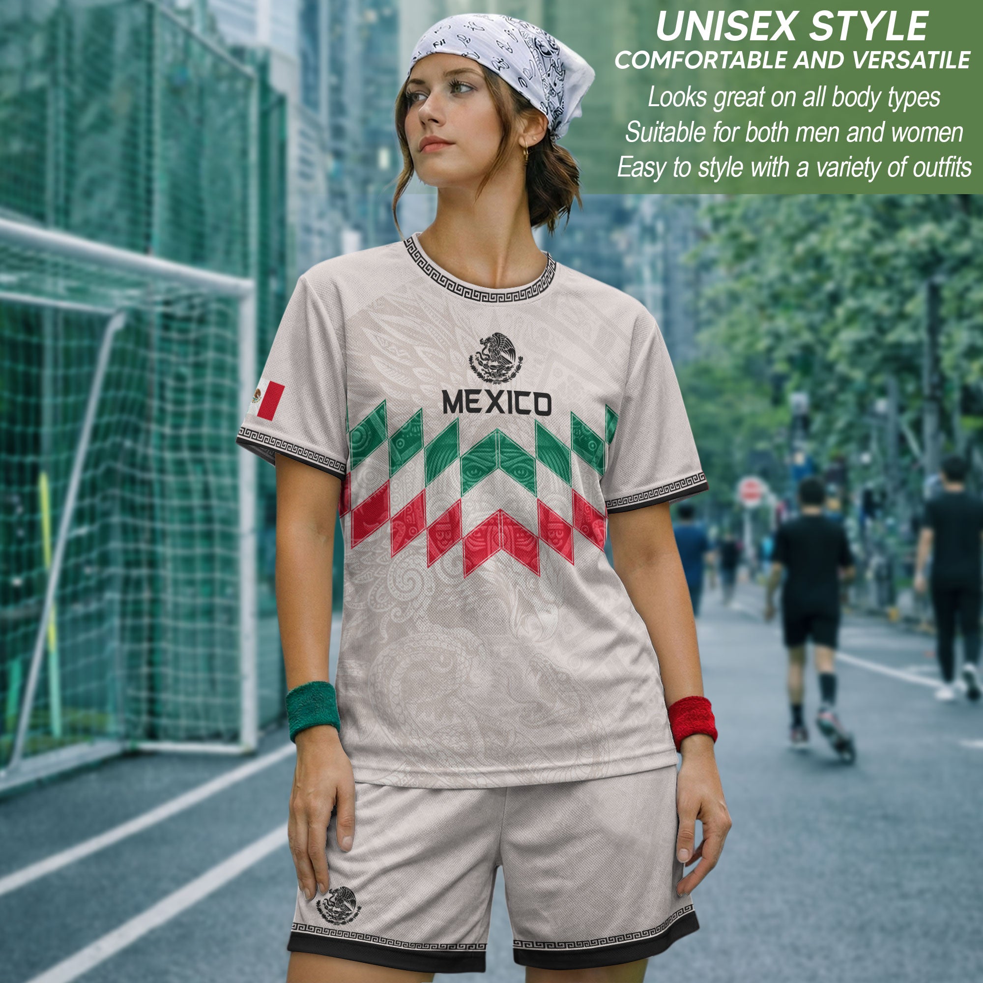 Mexico Soccer Jersey White Chevron Aztec - Mexico National Team Fan Heritage Shirt