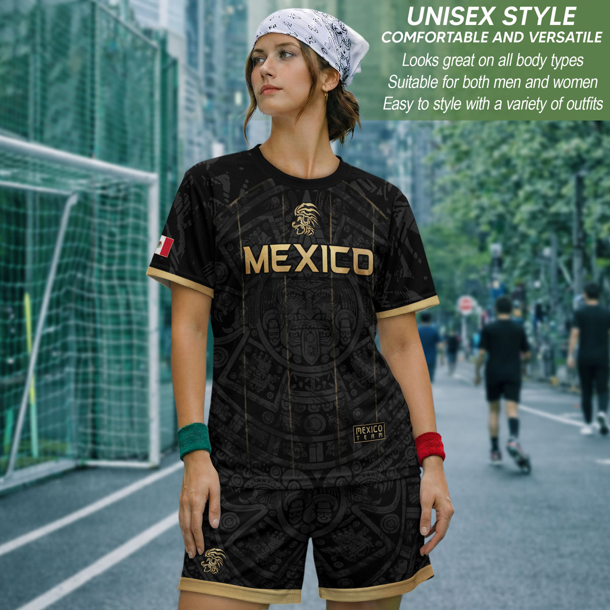 Men's Black Mexico Aztec Calendar Graphic T-Shirt – Gold Mexico Eagle Heritage Print Tee