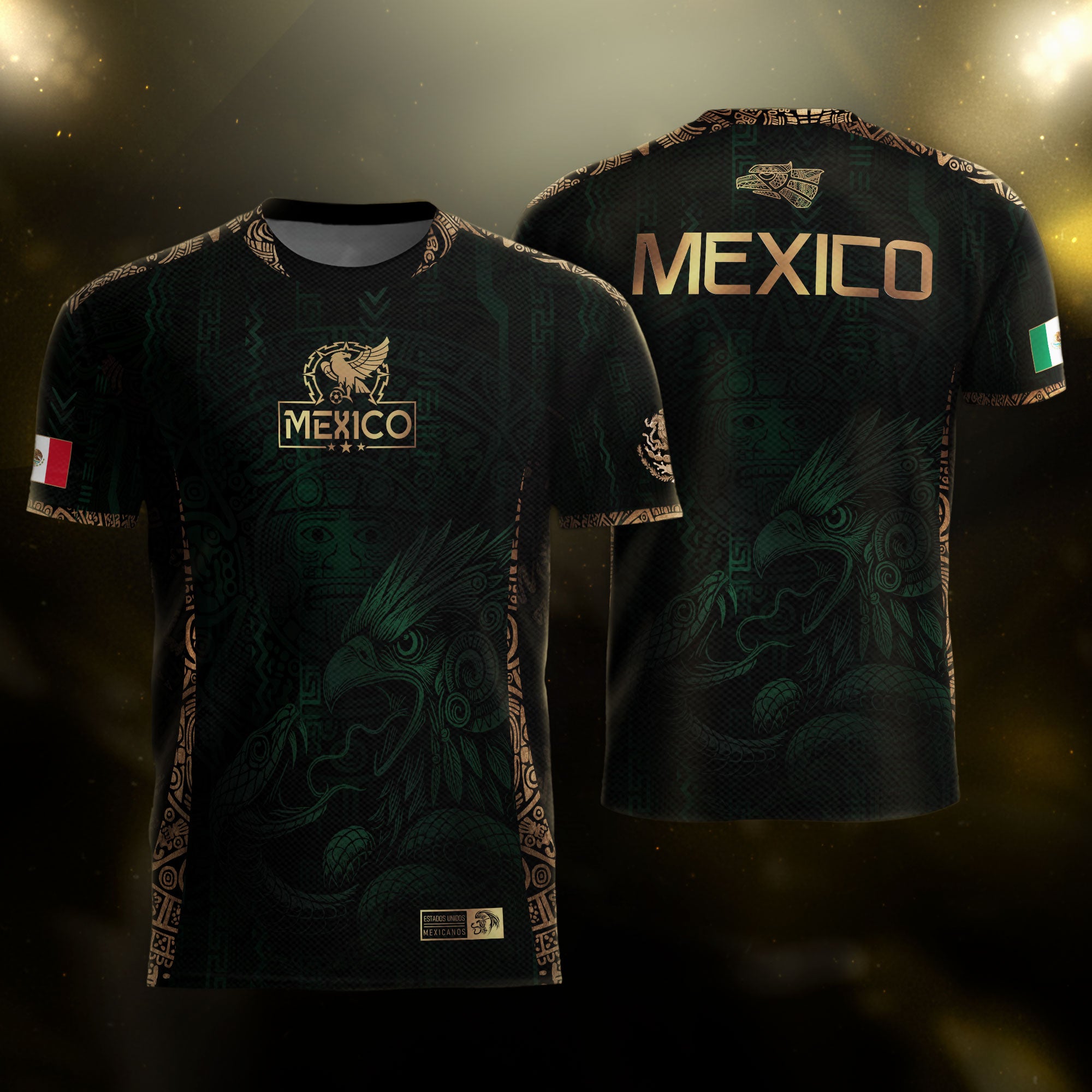 Mexico Green Gold Aztec Eagle Warrior Soccer Jersey