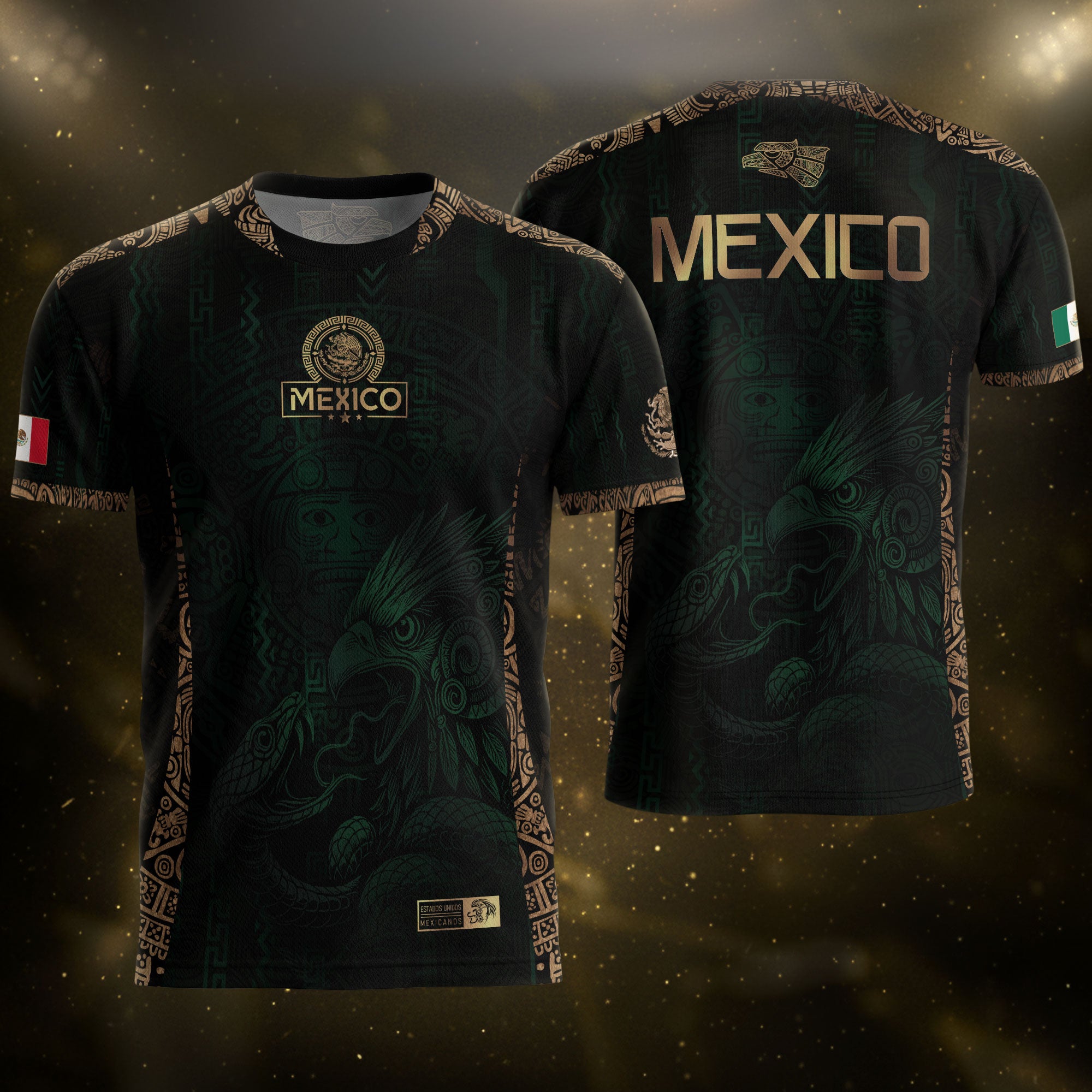 Camiseta de fútbol del Guerrero Águila Azteca Verde y Dorado de México