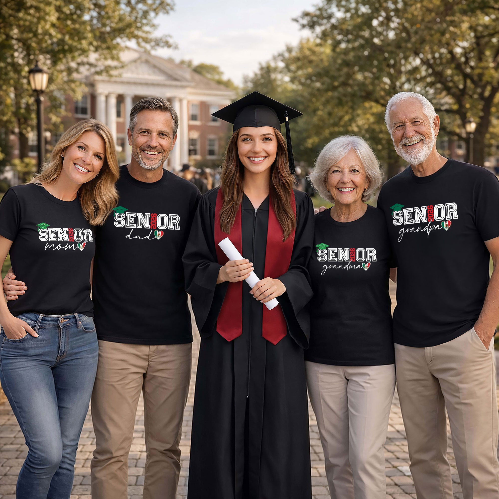 Senior Family 2026 T-Shirt Black Mexico Heart Graduation - Graduation Gift Tee