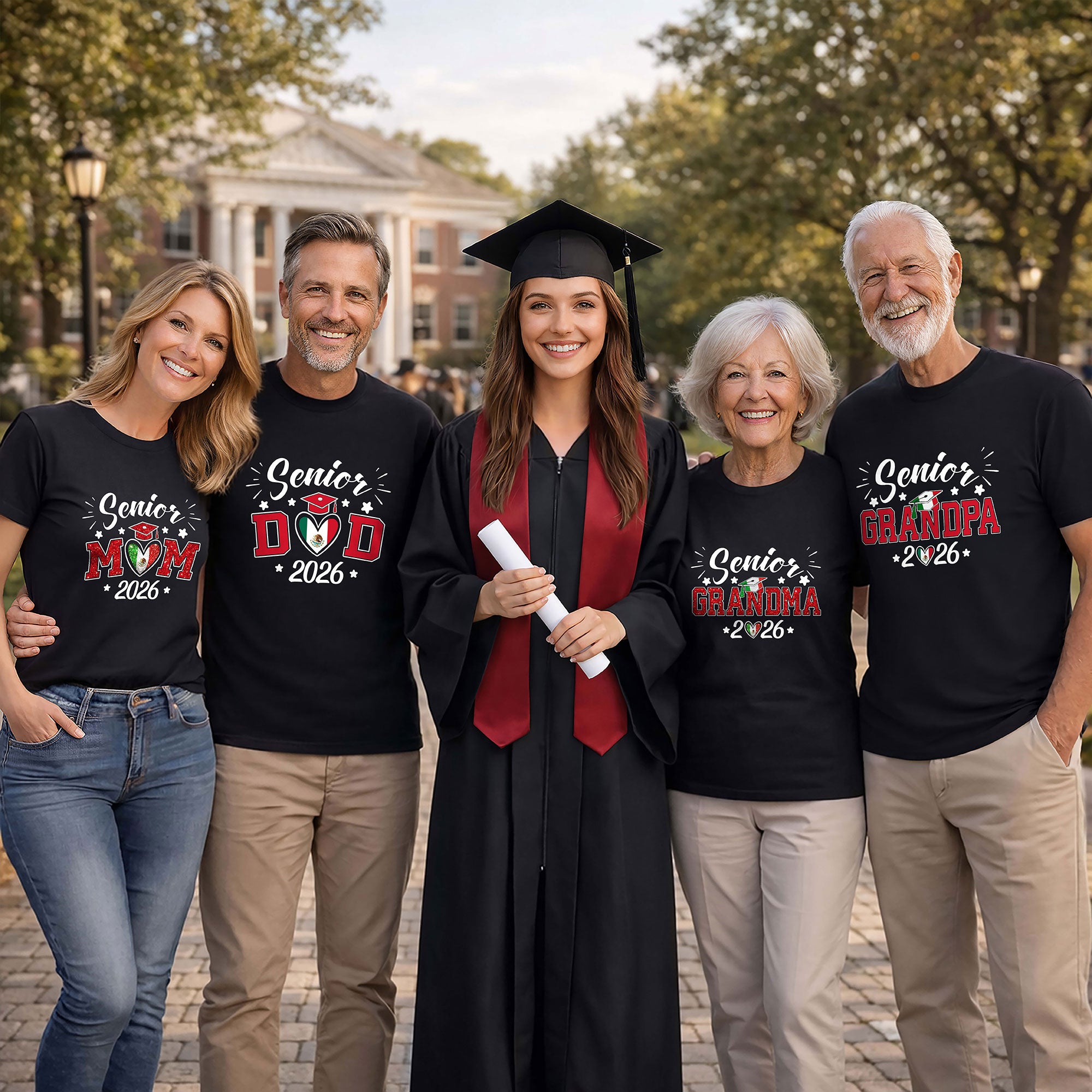 Senior Family 2026 Mexico Flag Heart Shirt - Proud Mexican Graduate T-Shirt..