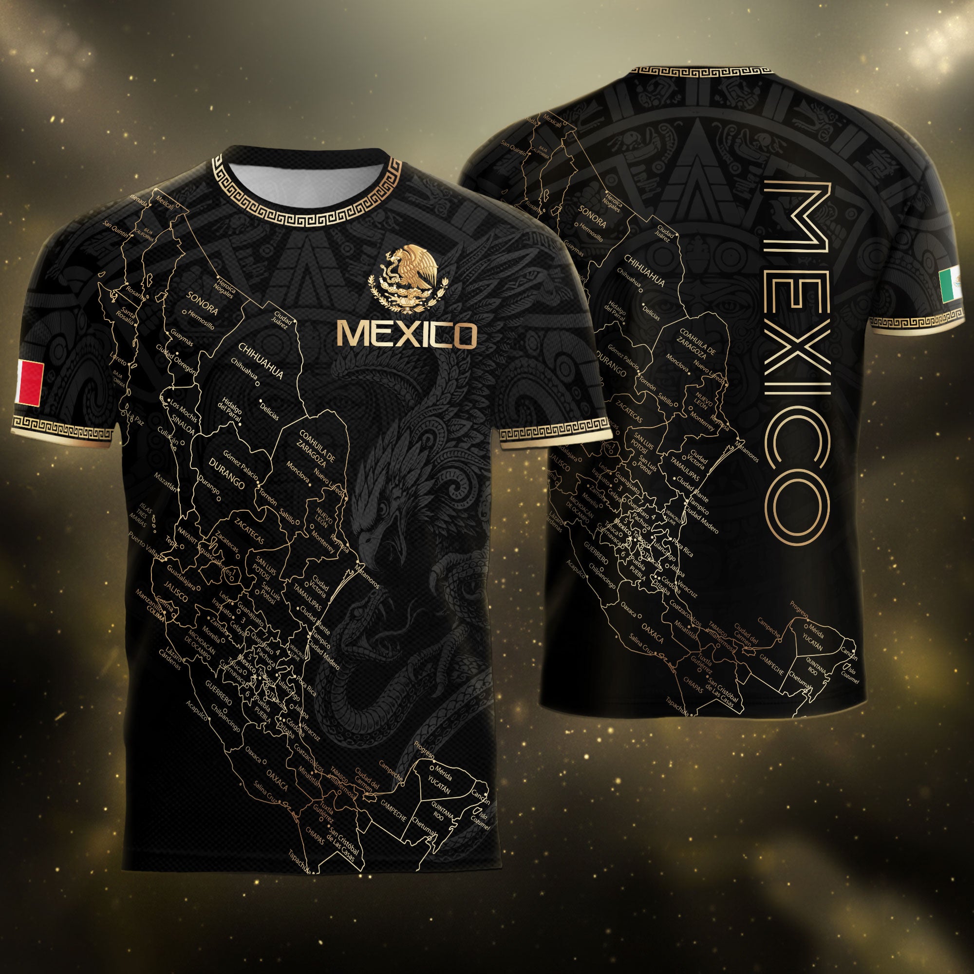 Mexico Soccer Jersey Black Mexico Map - Mexico National Team Fan Football