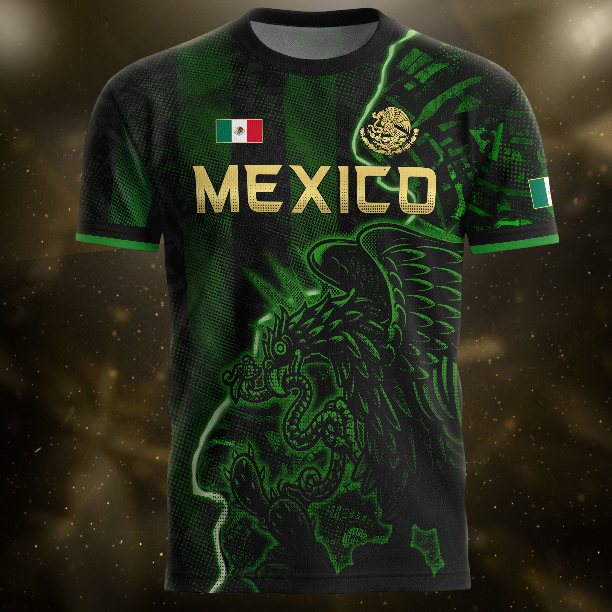 Mexico Soccer Jersey Green Black Electric Eagle - Mexico National Team Fan Heritage Shirt