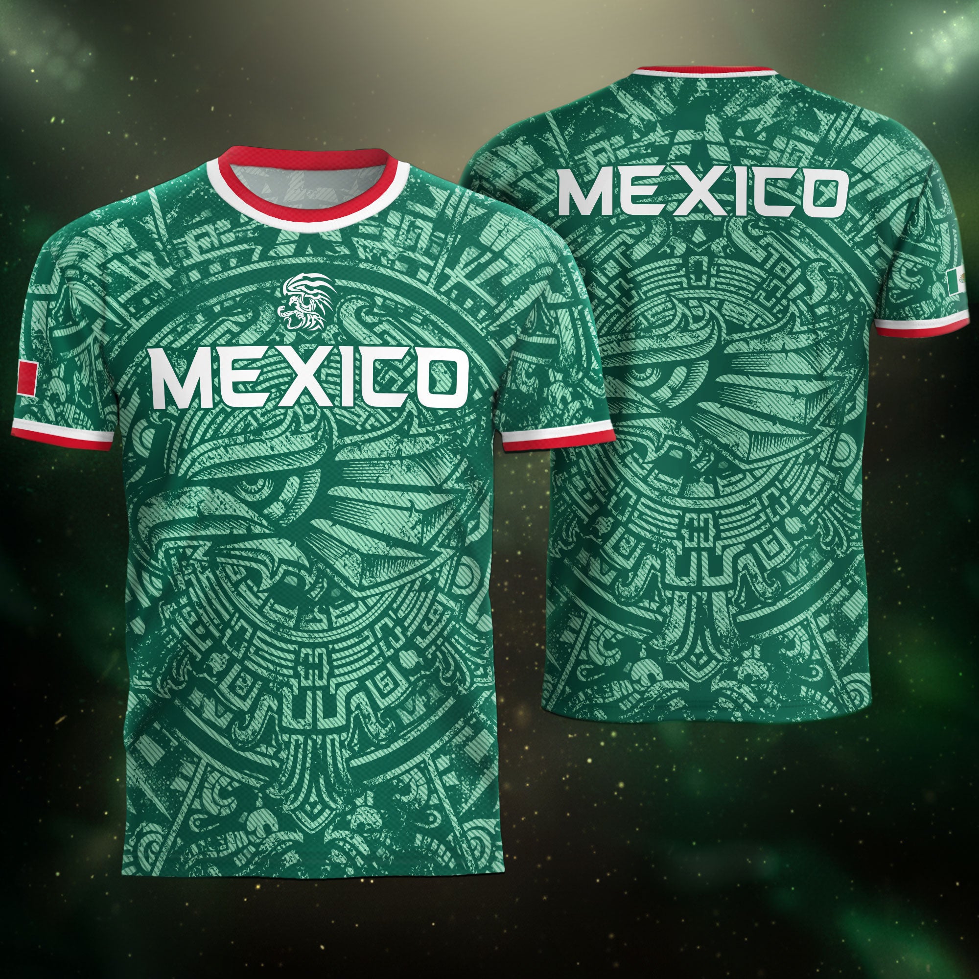 Represent Mexico Soccer Jersey Aztec Eagle Print - Ancient Eagle Heritage Football Shirt Men Gift
