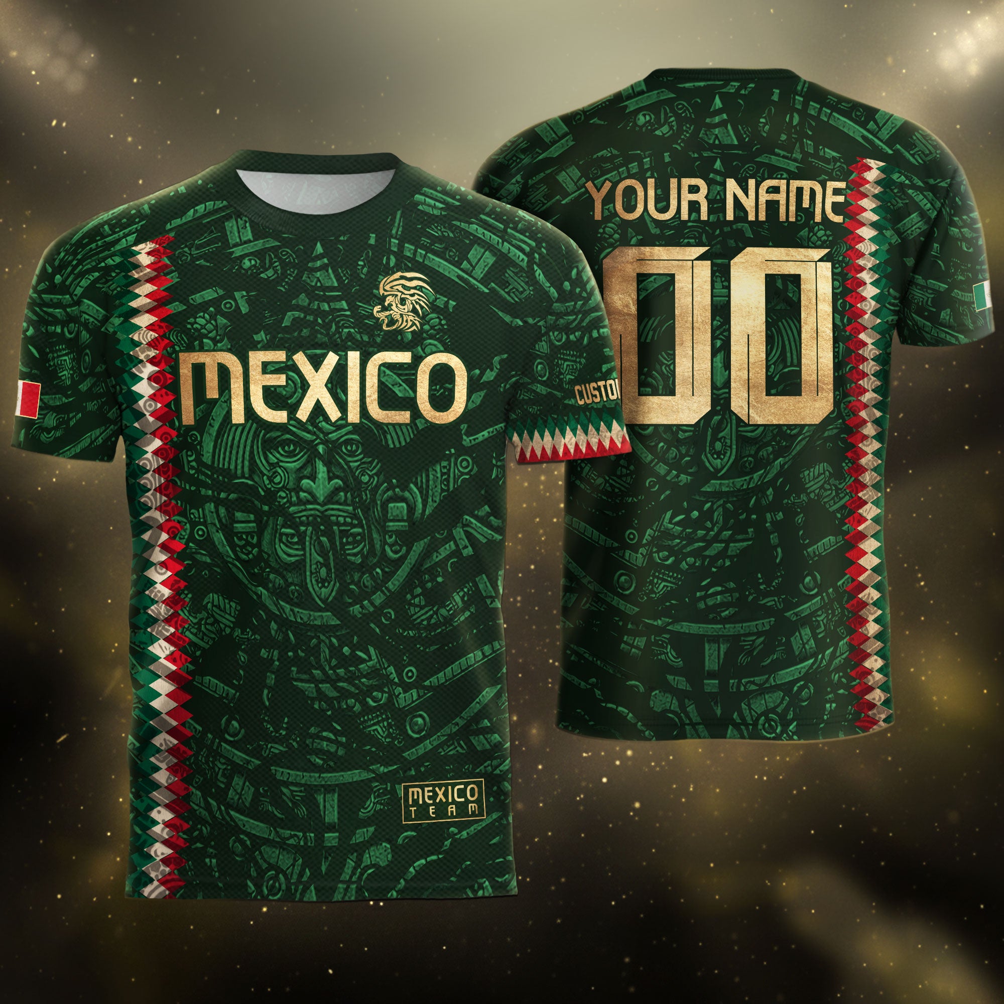 Custom Mexico Soccer Jersey Men Women Green Gold Mexican Football Jersey Playera De Mexico Jersey De Mexico