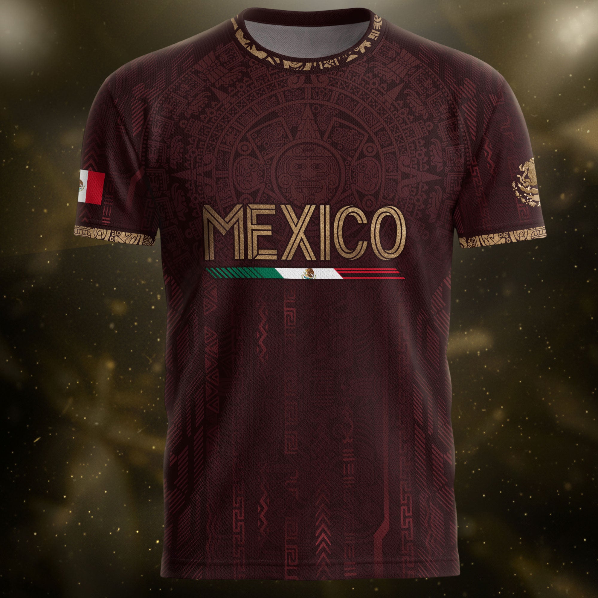 Mexico Football Jersey Maroon Aztec Calendar Soccer Shirt for Mexico Fans