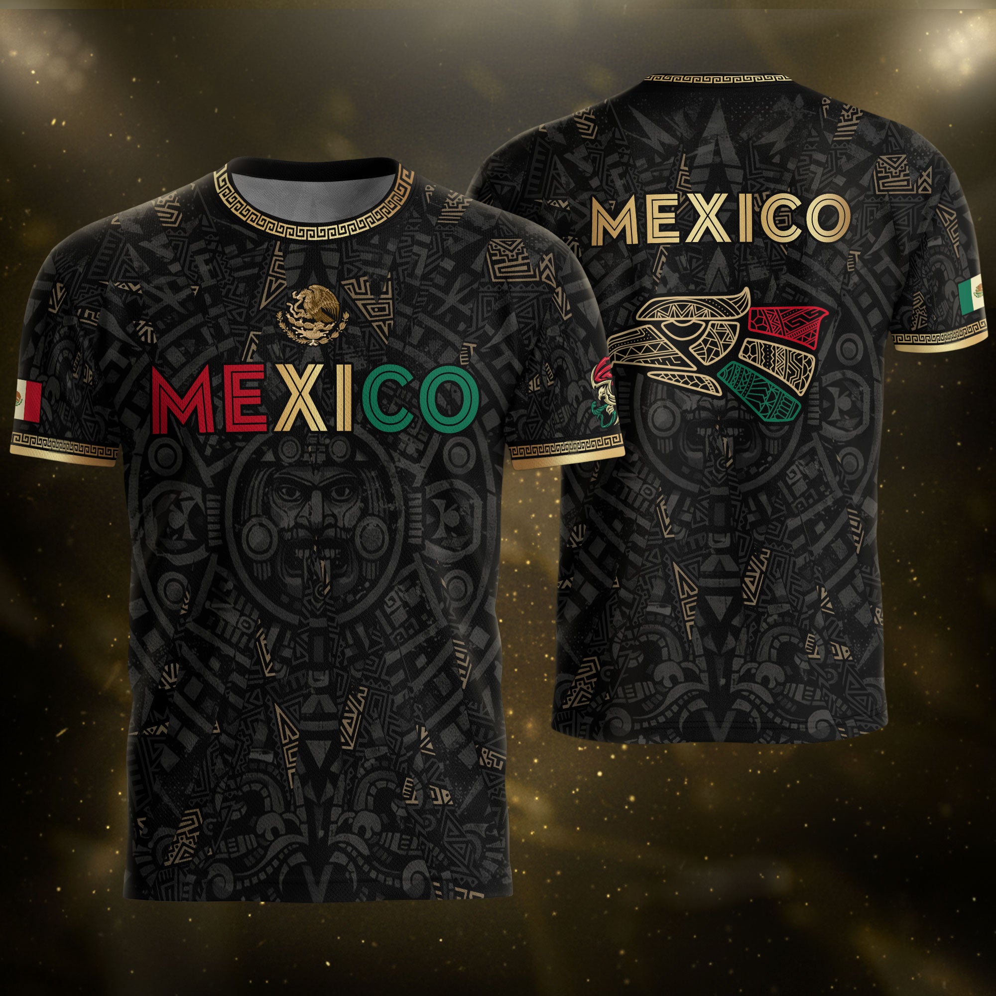 Mexico Soccer Jersey Men – Black Gold Mexican Jersey, Playera de Mexico Hombre