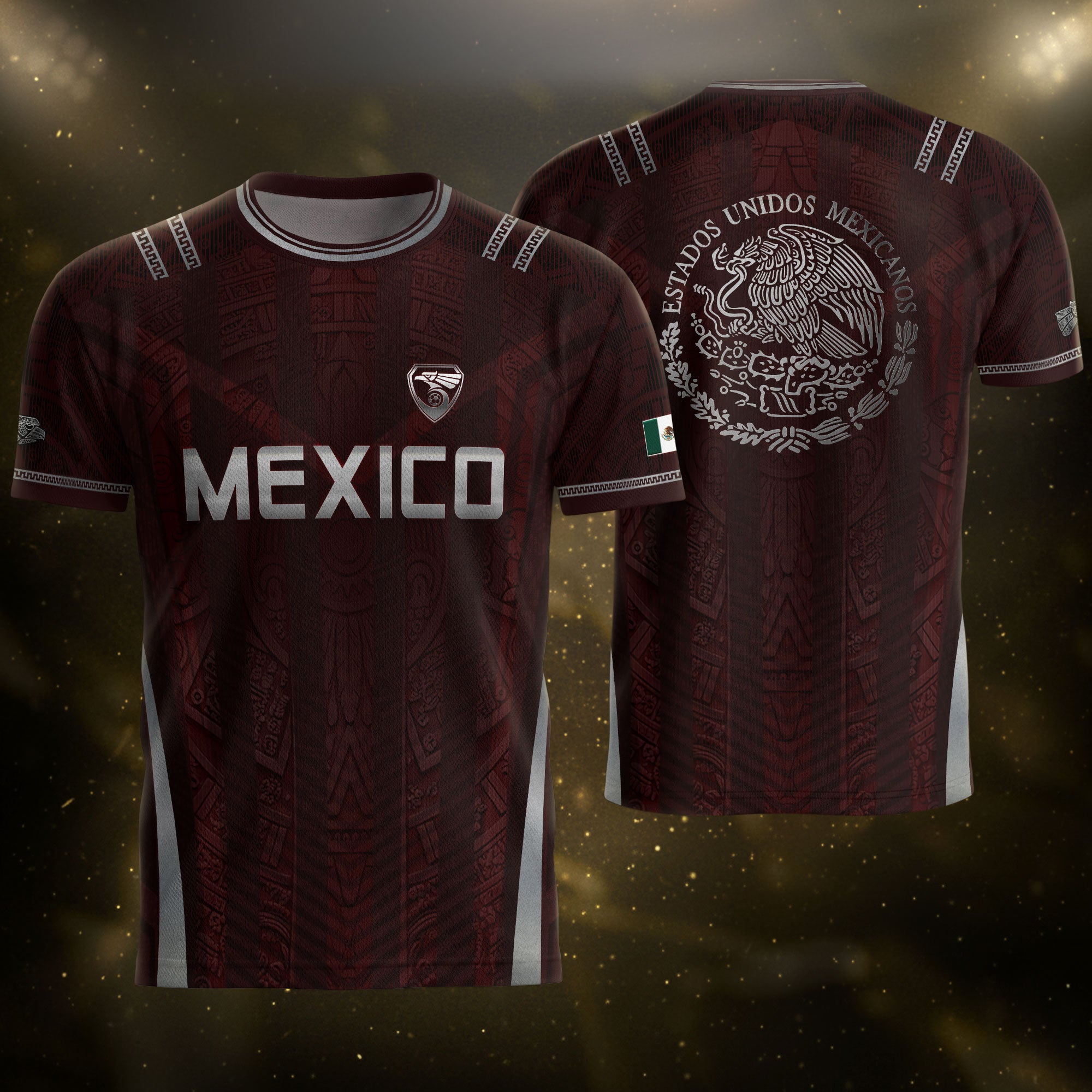 Mexico Soccer Jersey Men Maroon Silver Eagle Football Shirt Retro Fan Apparel