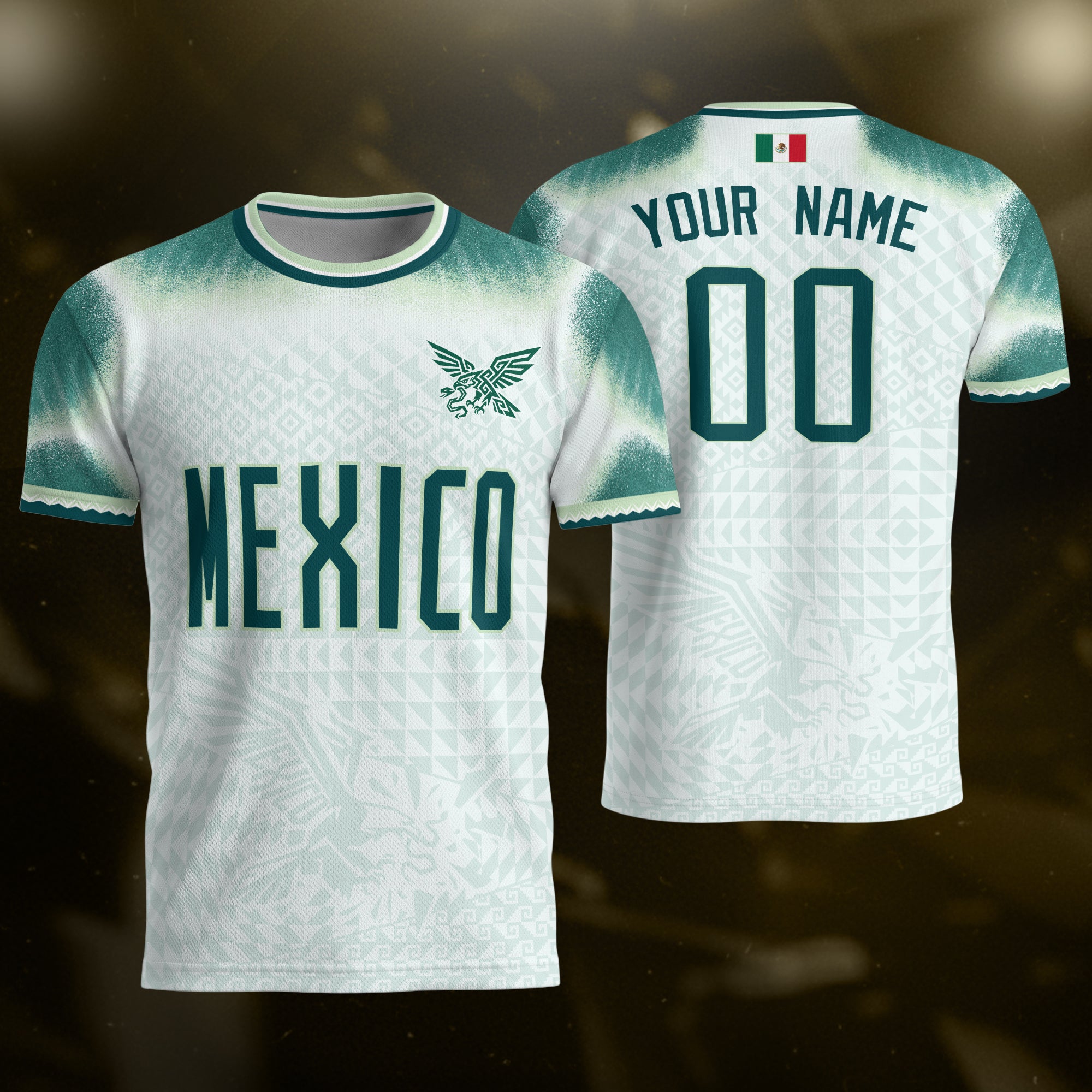 Custom White Mexico Jersey Personalized Name Number Adult Soccer Apparel Patriotic Tee