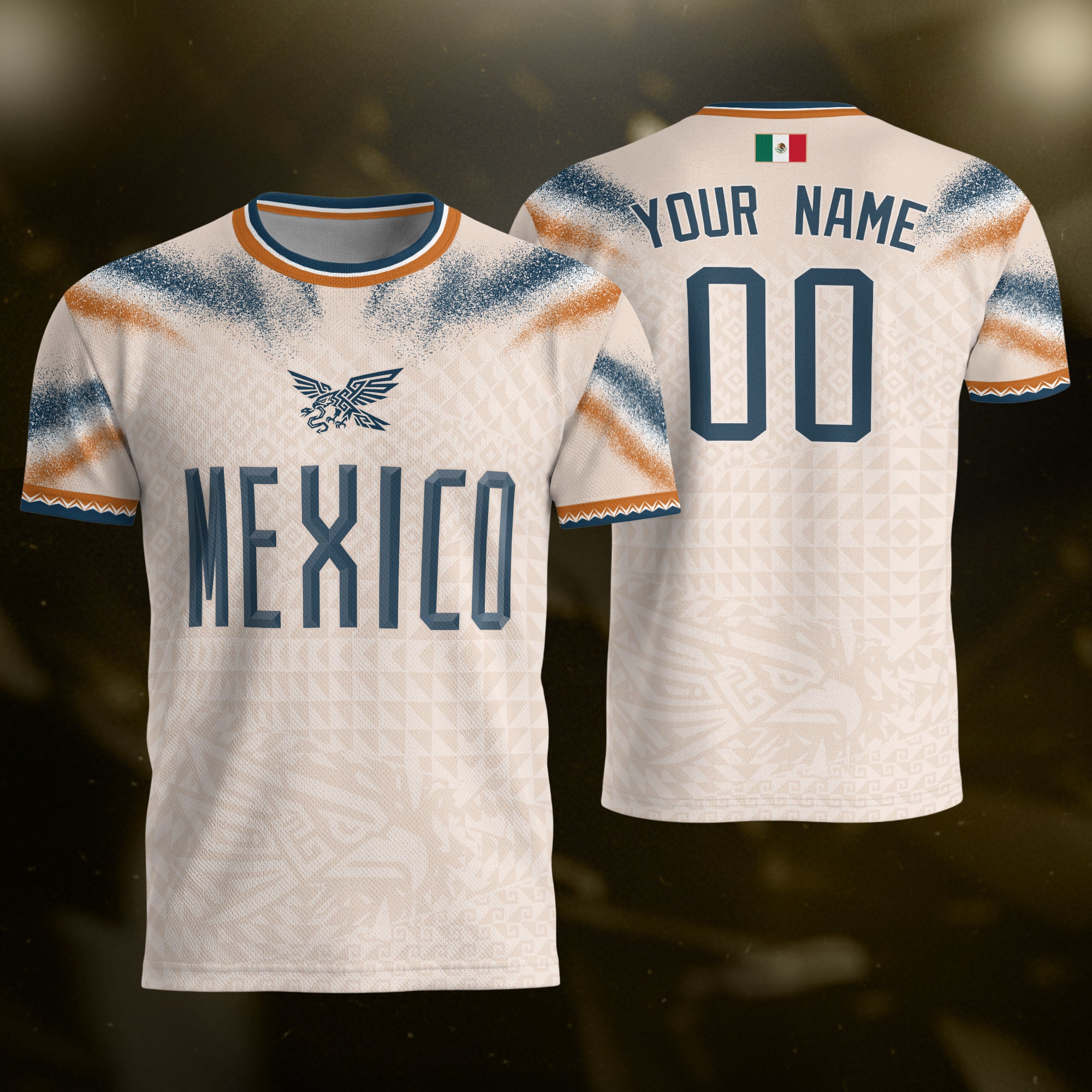 Custom Beige Mexico Jersey Personalized Name Number Adult Soccer Fan Apparel Sportswear