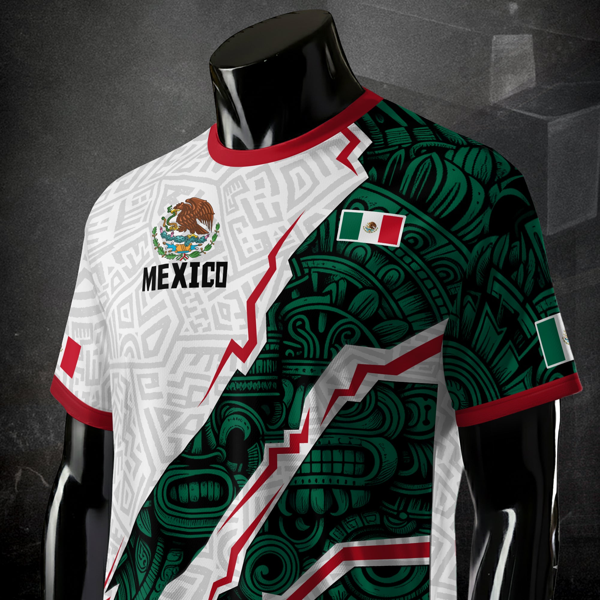 Mexico White Aztec Eagle Design Soccer Jersey