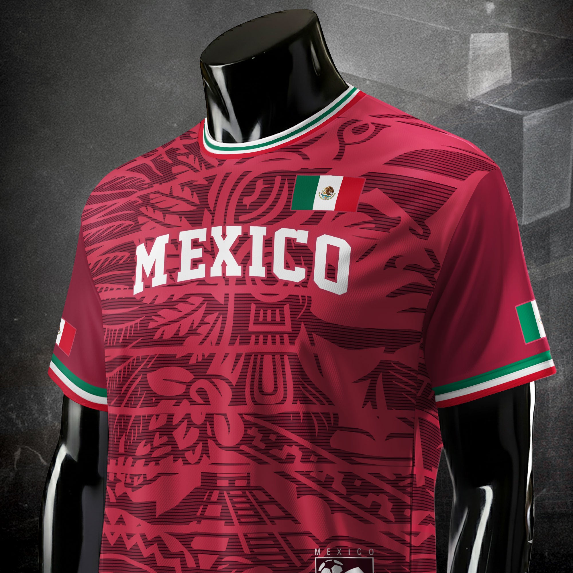 Mexico Red Aztec Heritage Eagle Soccer Jersey