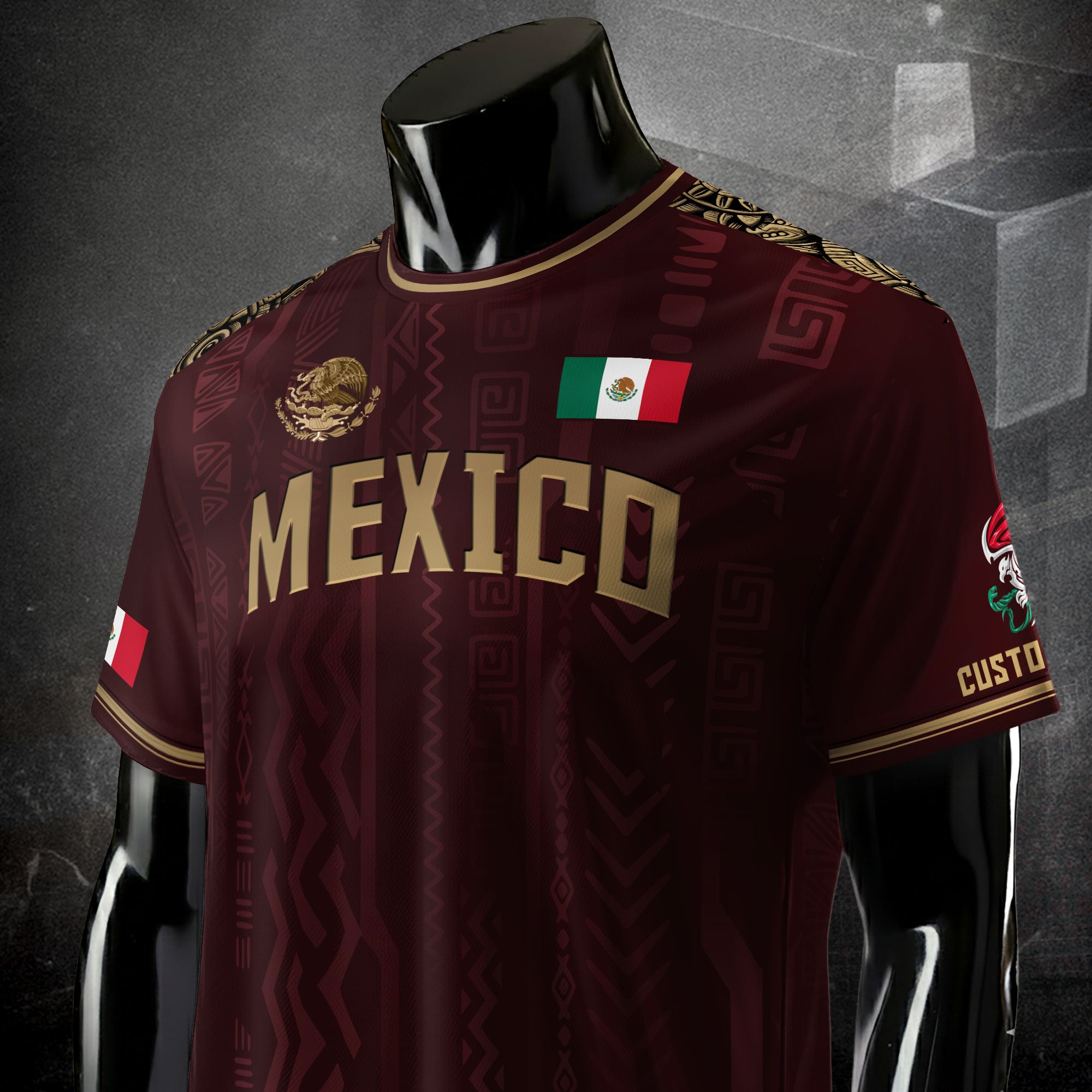 Custom Mexico Aztec Heritage Soccer Jersey Gold Eagle Pride Roots Design Shirt