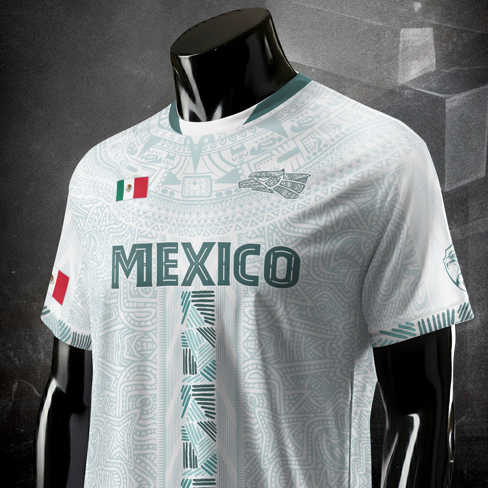 Mexico White Green Aztec Calendar Heritage Soccer Jersey