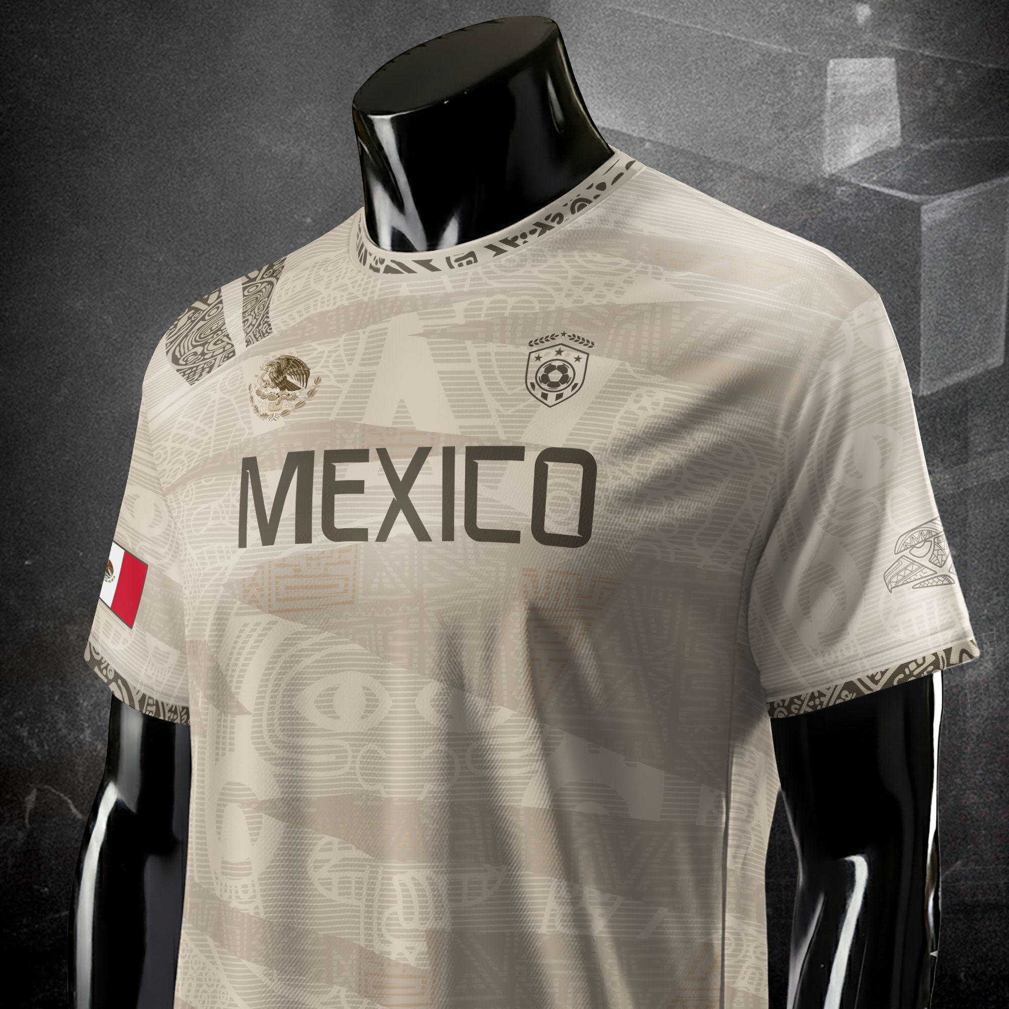 Mexico Beige Aztec Heritage Soccer Jersey