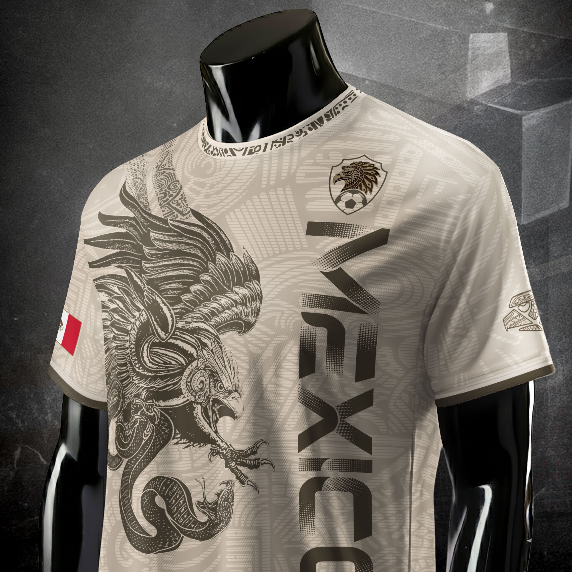 Mexico Beige Aztec Eagle Heritage Adult Soccer Jersey
