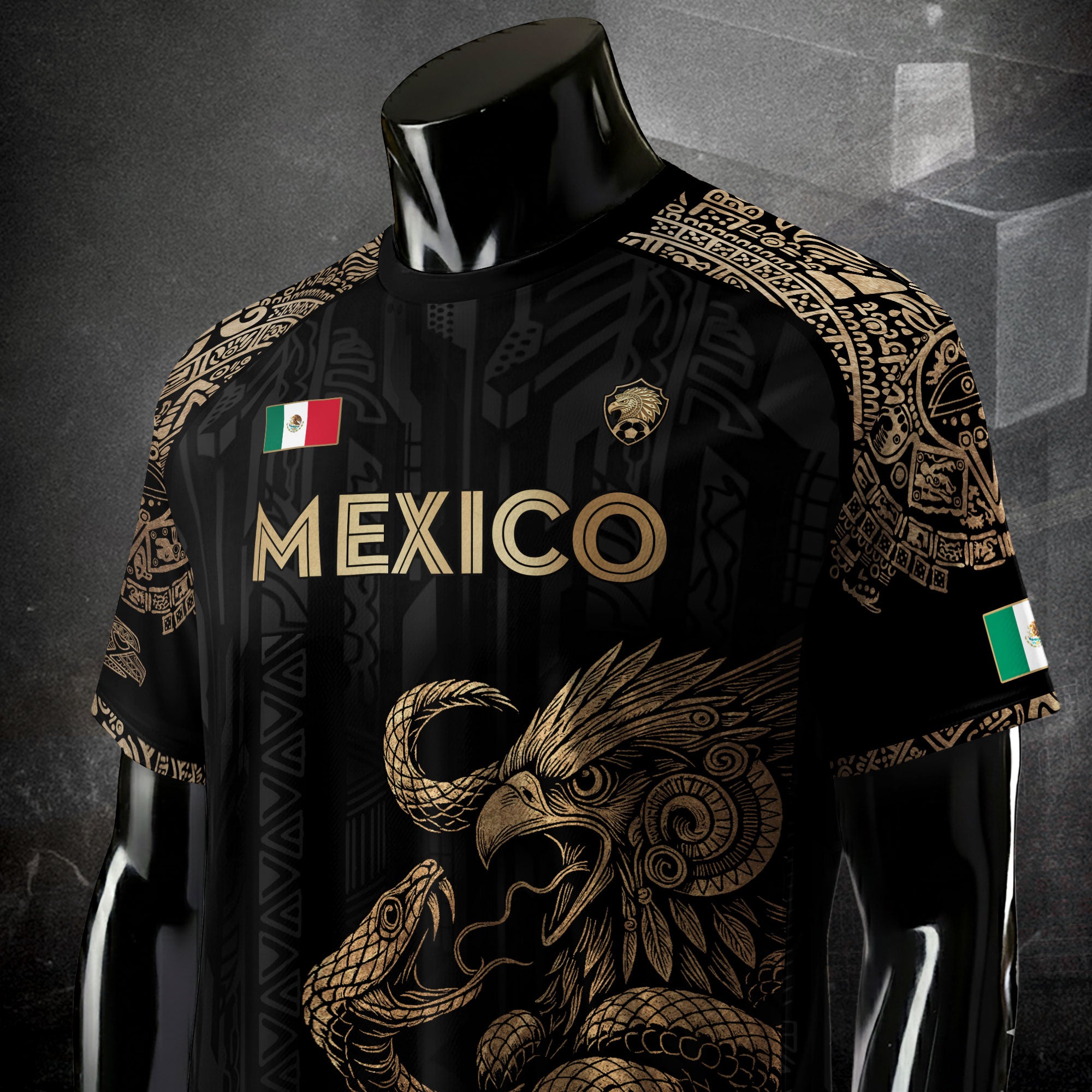 Mexico Black Eagle Aztec Heritage Soccer Jersey