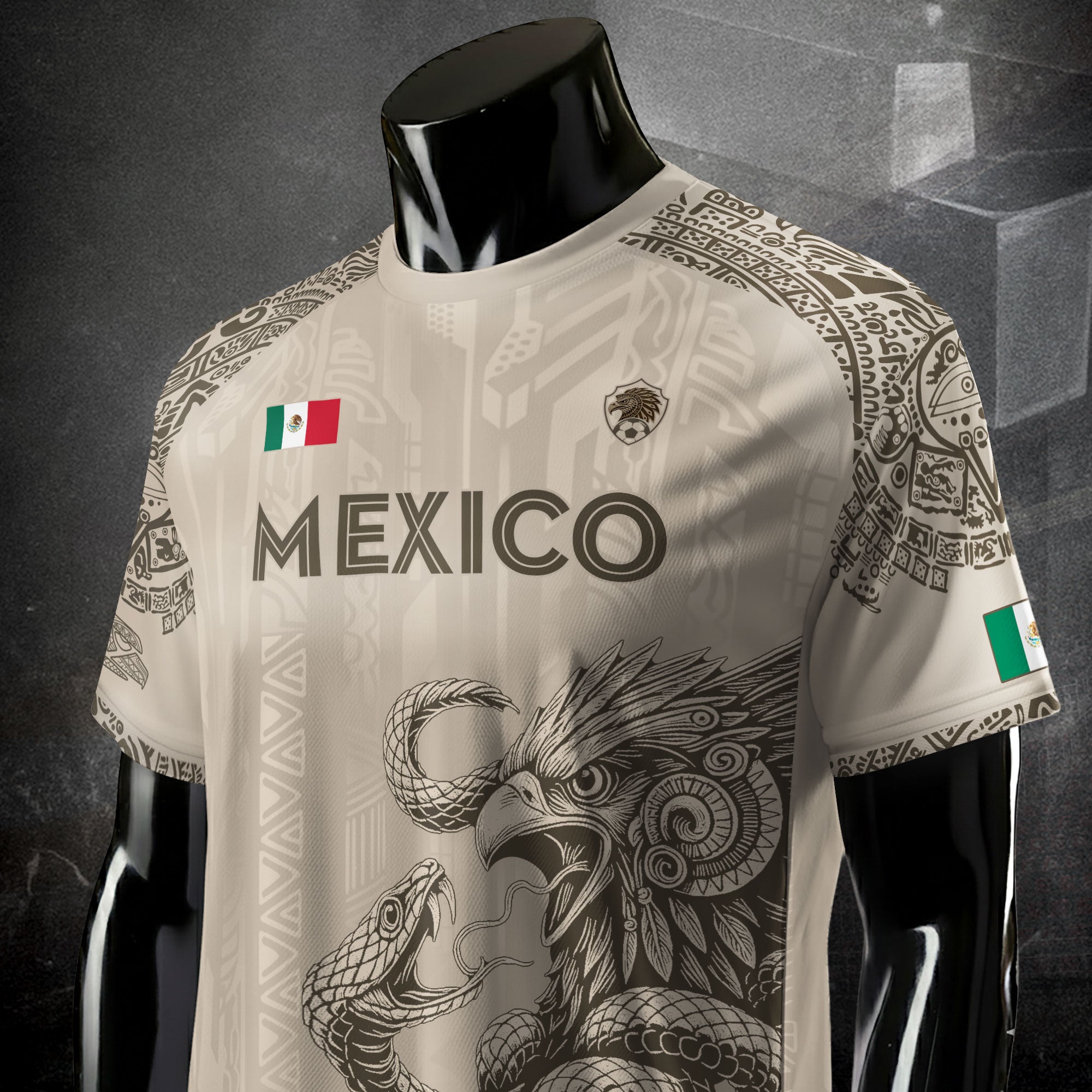 Mexico Beige Aztec Eagle Heritage Soccer Jersey