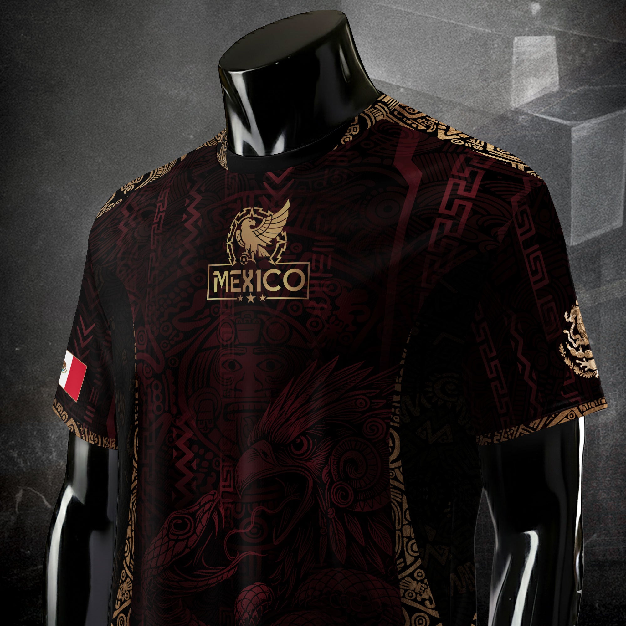 Mexico Maroon Aztec Eagle Heritage Soccer Jersey