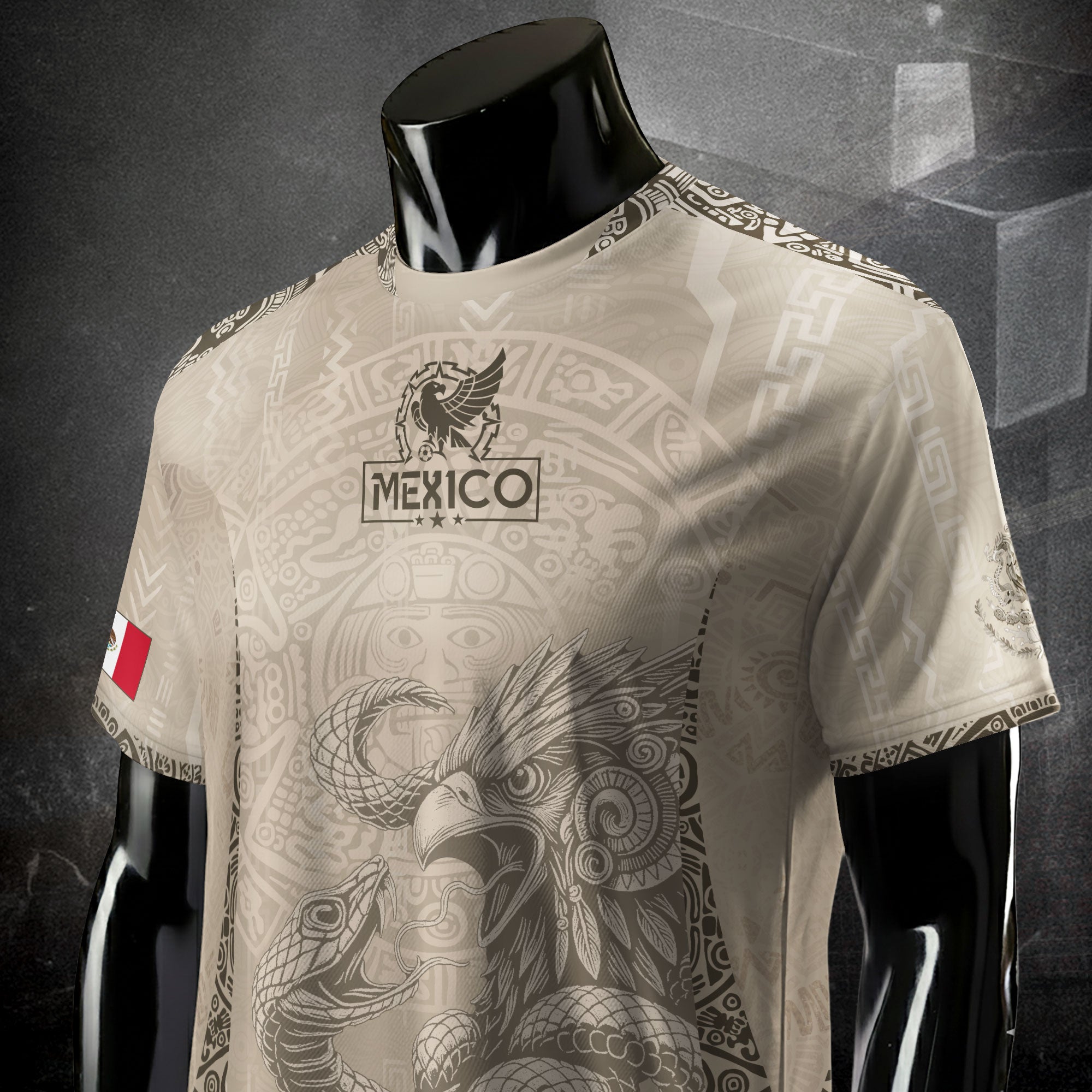 Mexico Beige Aztec Sunstone Eagle Heritage Soccer Jersey