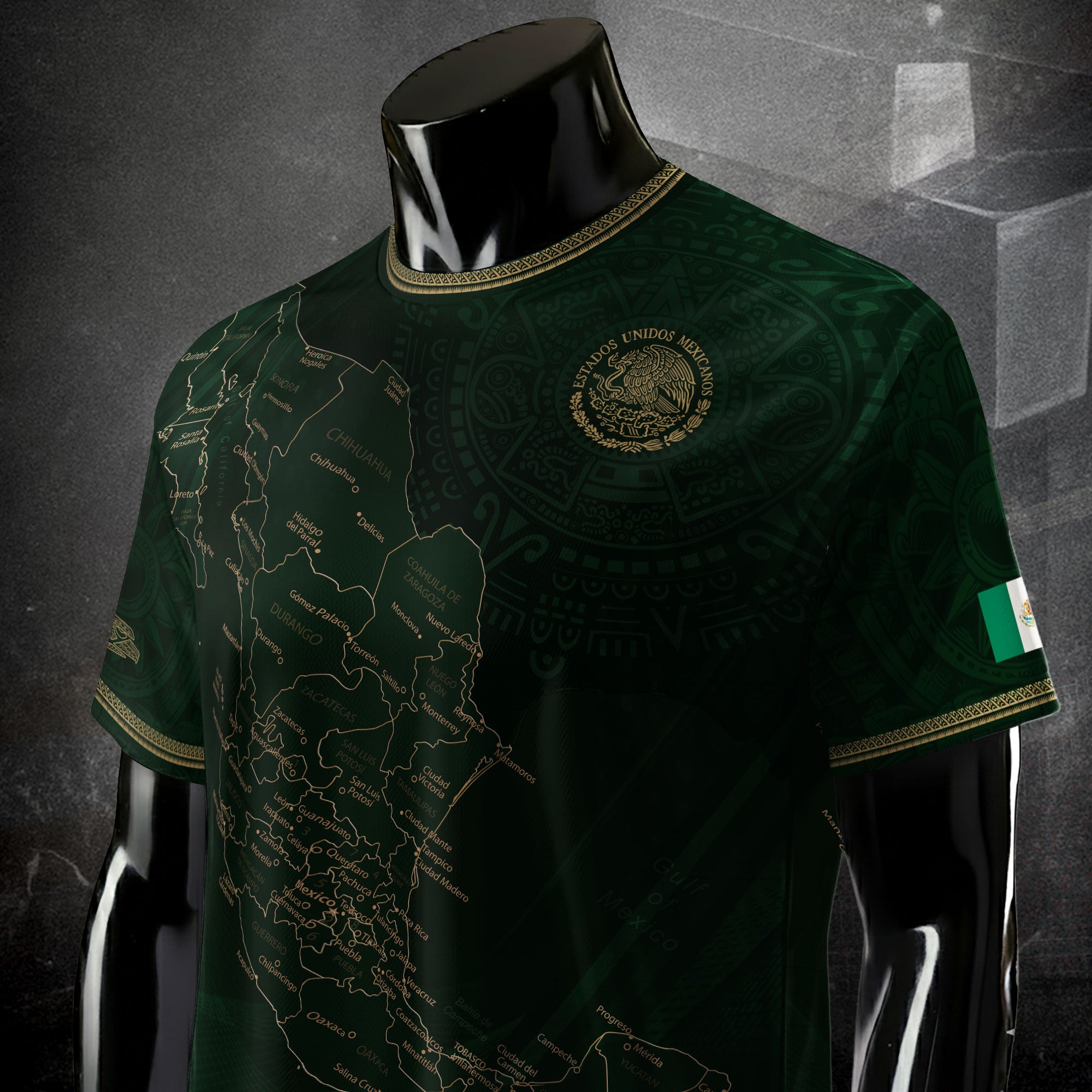 Mexico Green Map Design Aztec Heritage Pride Soccer Jersey