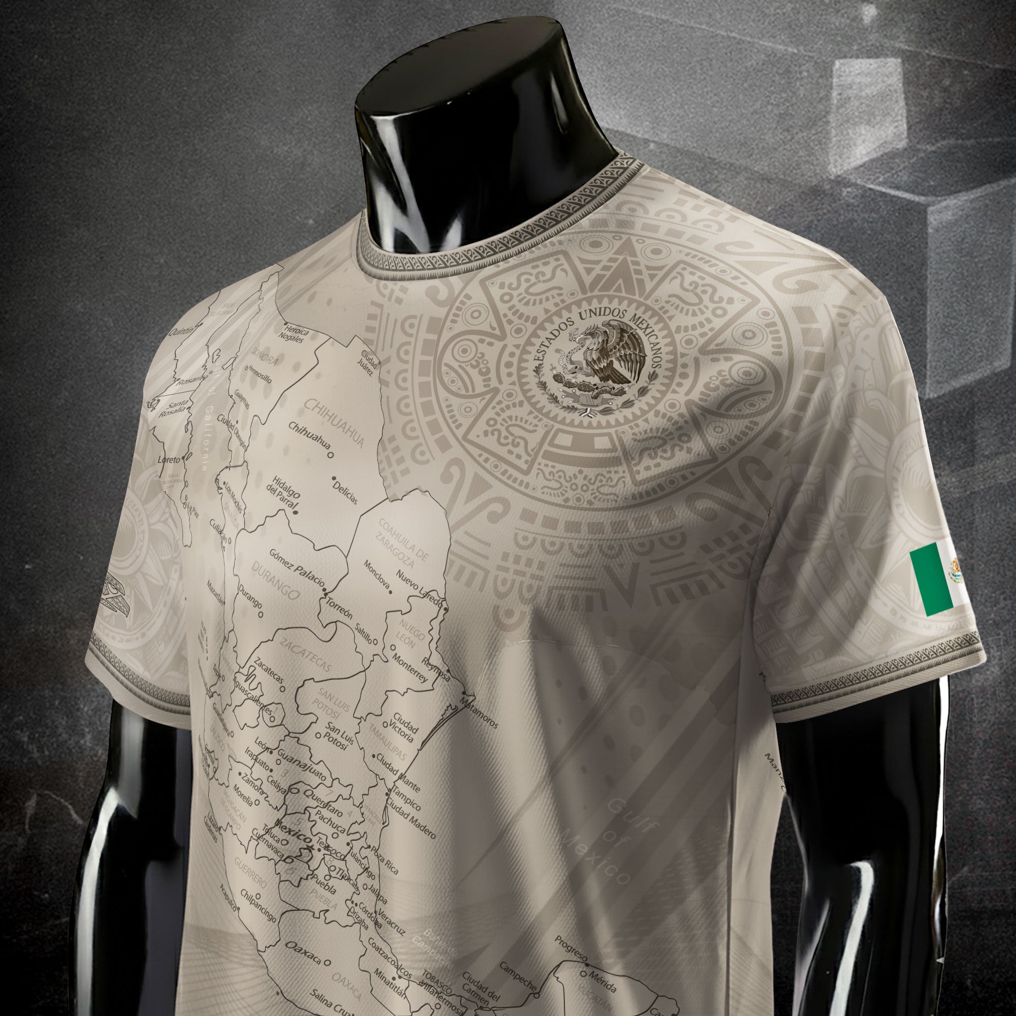 Mexico Beige Map Design Aztec Heritage Pride Soccer Jersey