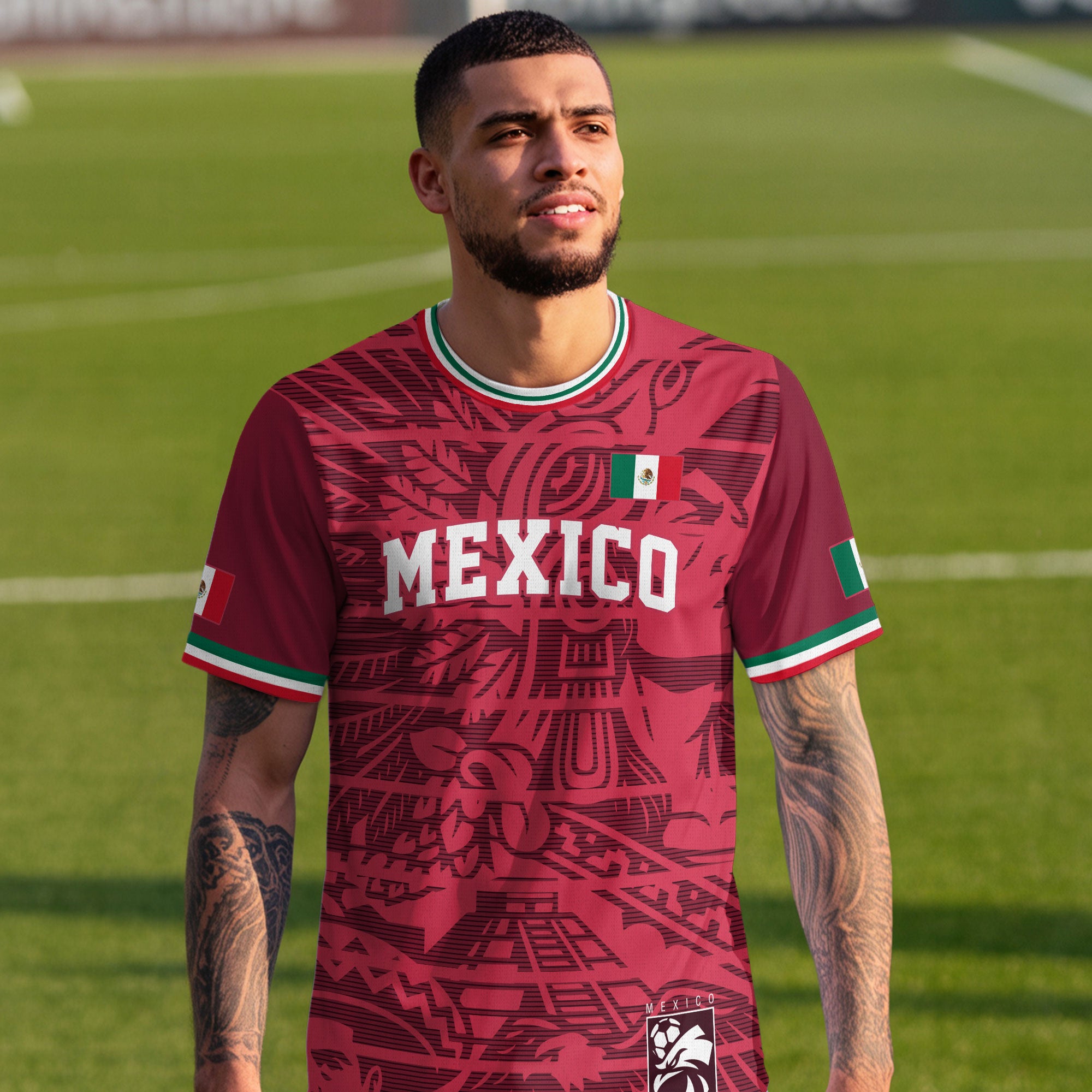 Mexico Red Aztec Heritage Eagle Soccer Jersey