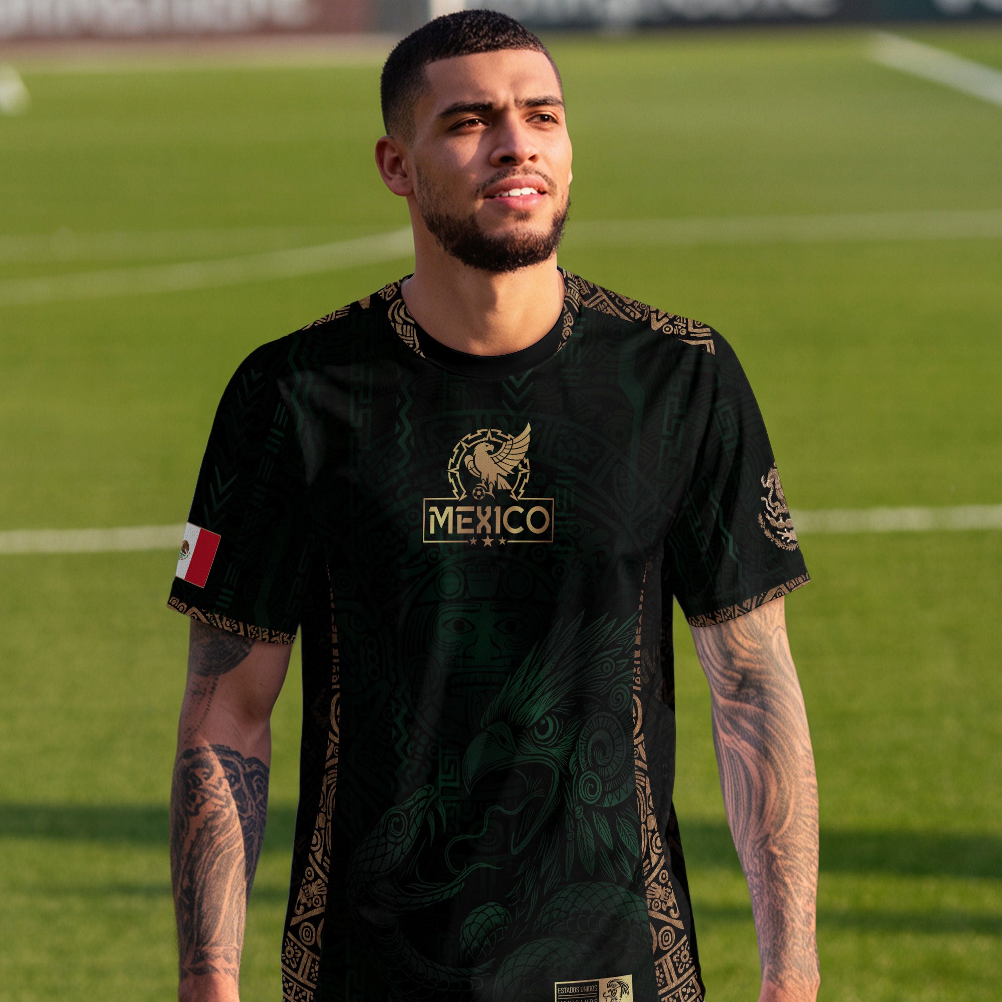 Mexico Green Gold Aztec Eagle Warrior Soccer Jersey