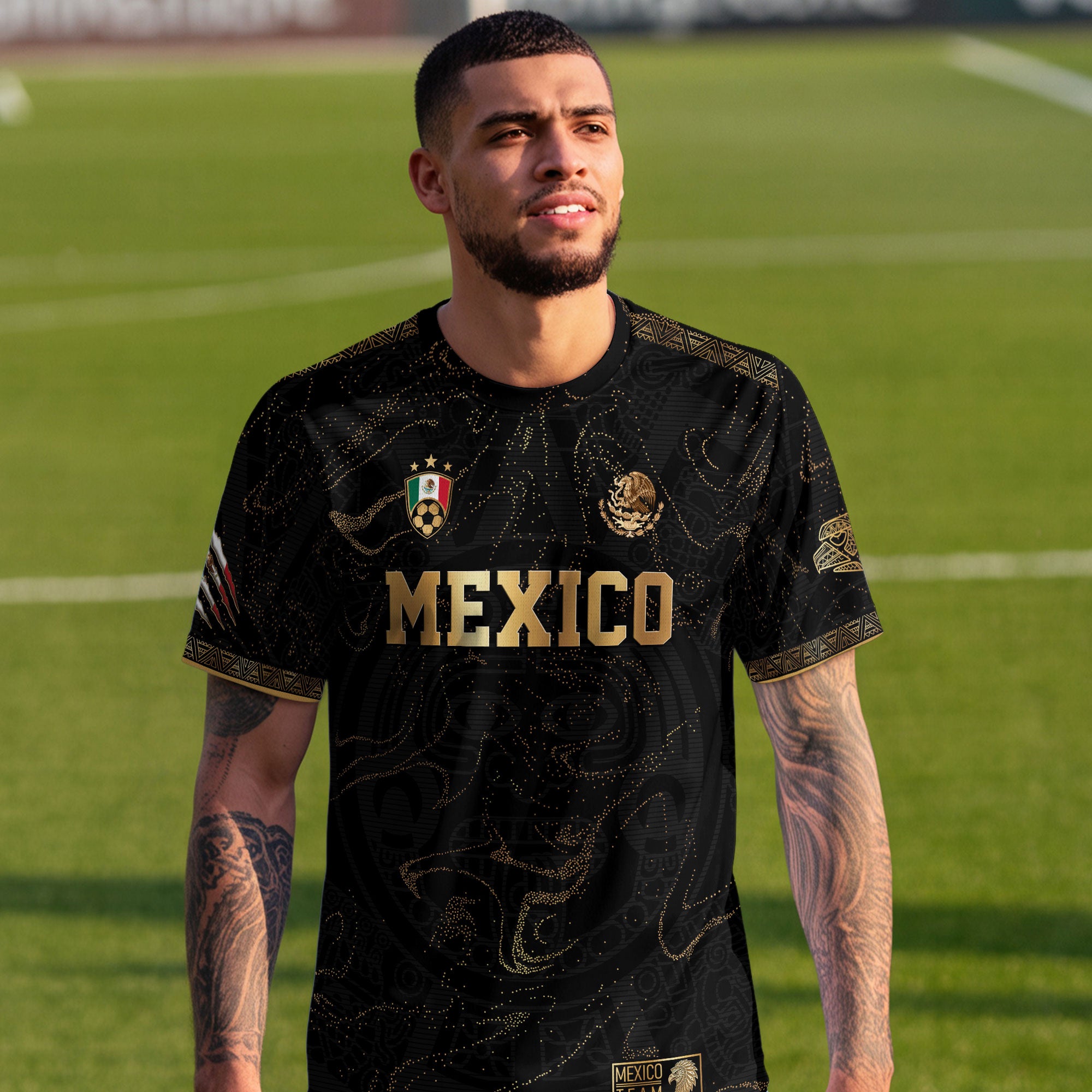 Mexico Black Gold Map Heritage Soccer Jersey