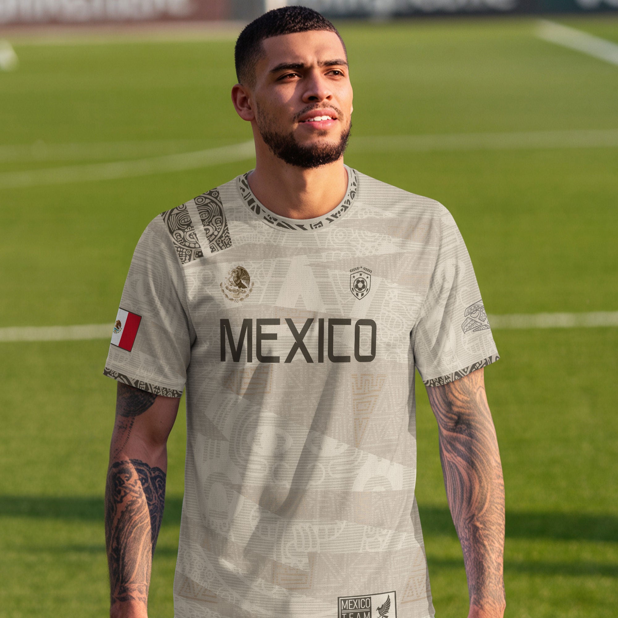 Mexico Beige Aztec Heritage Soccer Jersey