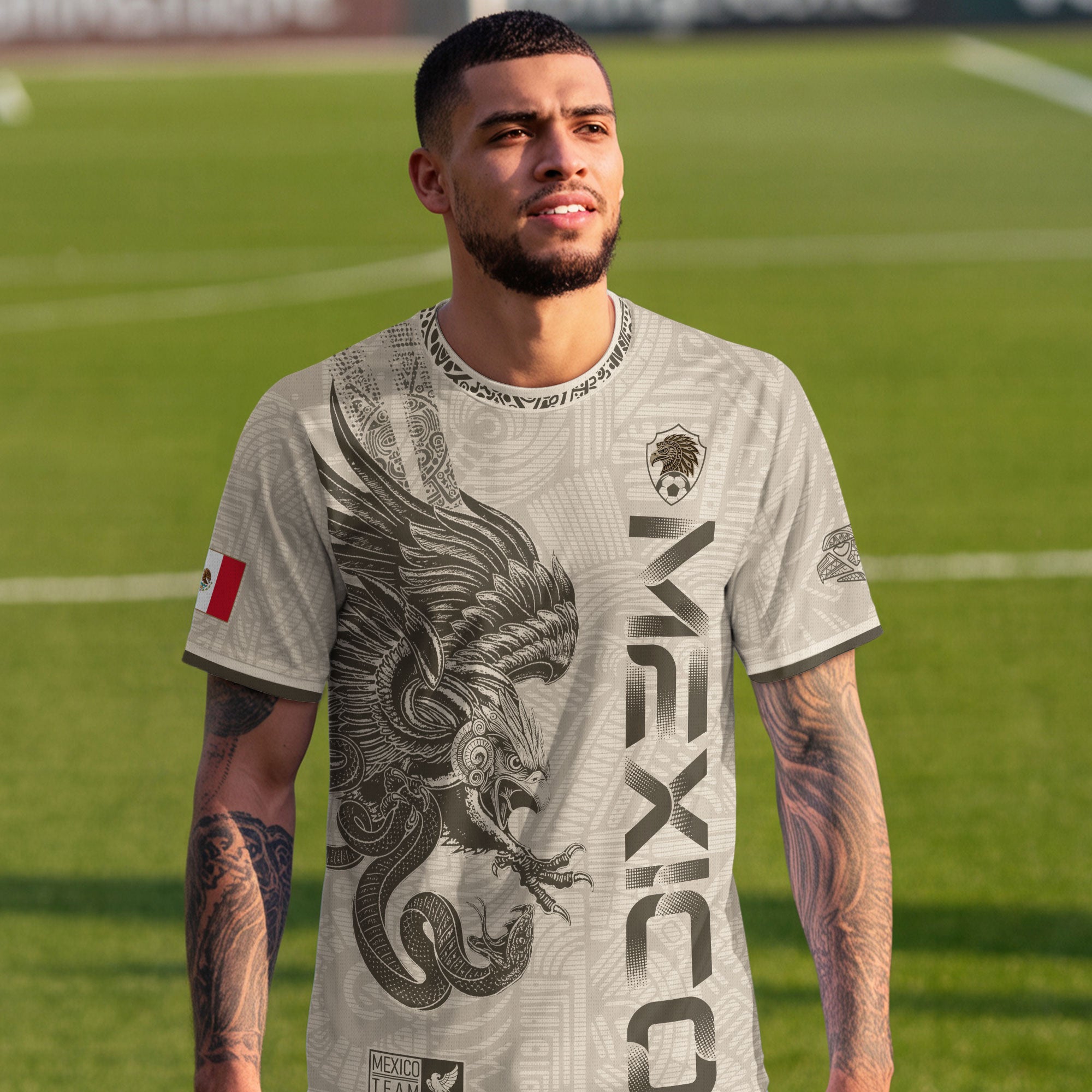Mexico Beige Aztec Eagle Heritage Adult Soccer Jersey