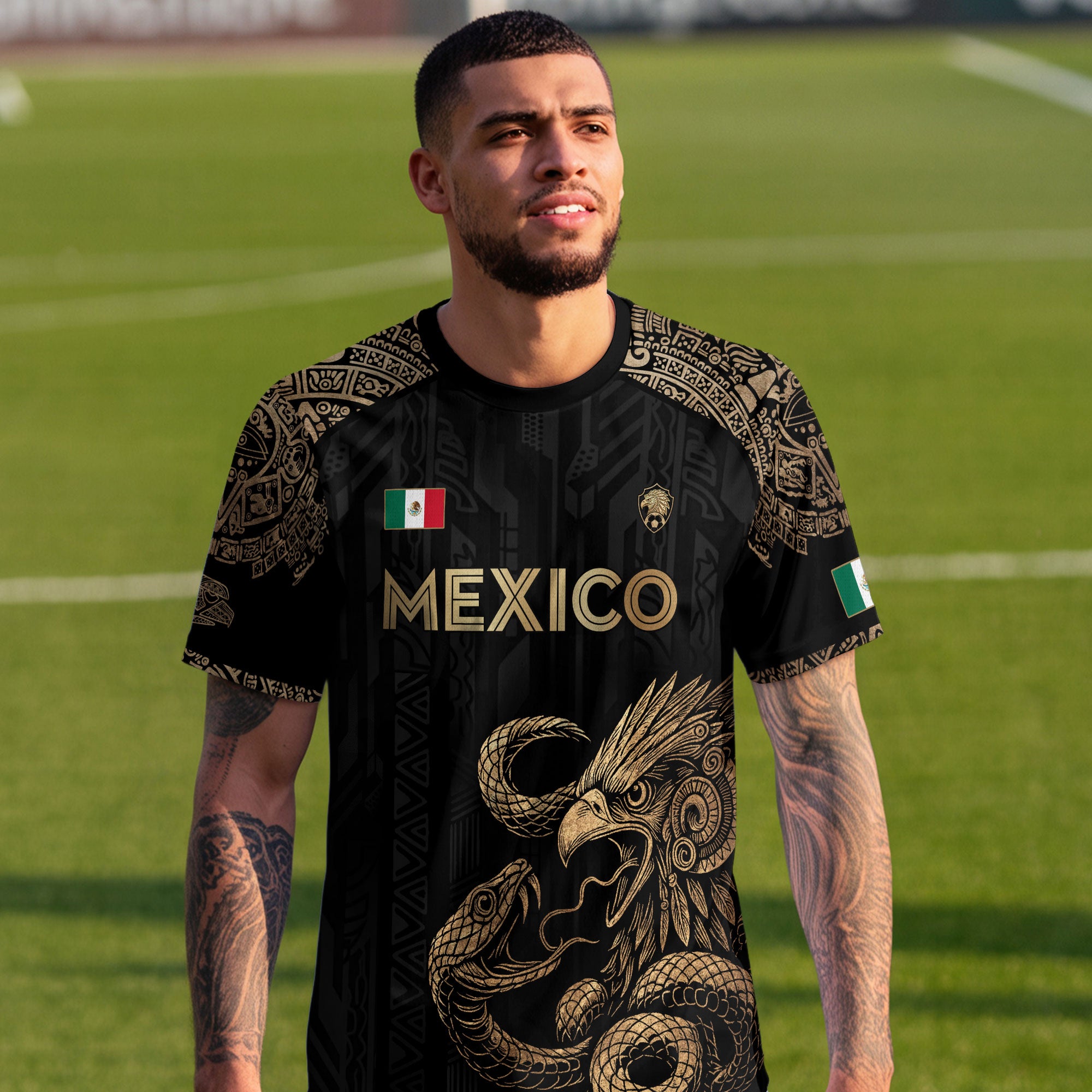 Mexico Black Eagle Aztec Heritage Soccer Jersey