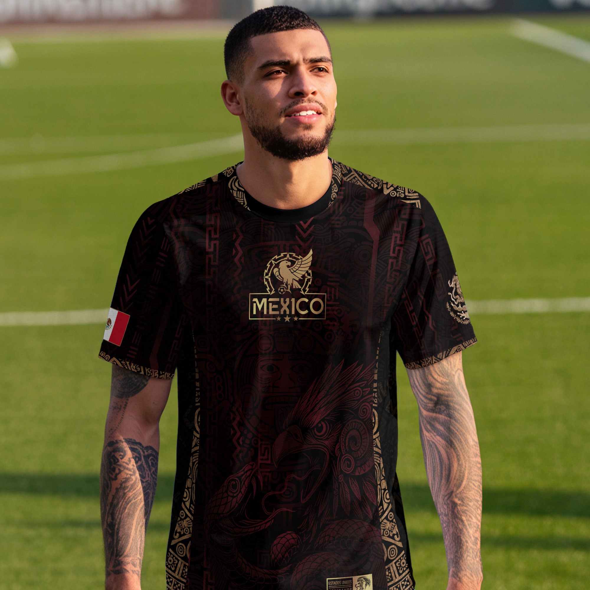 Mexico Maroon Aztec Eagle Heritage Soccer Jersey