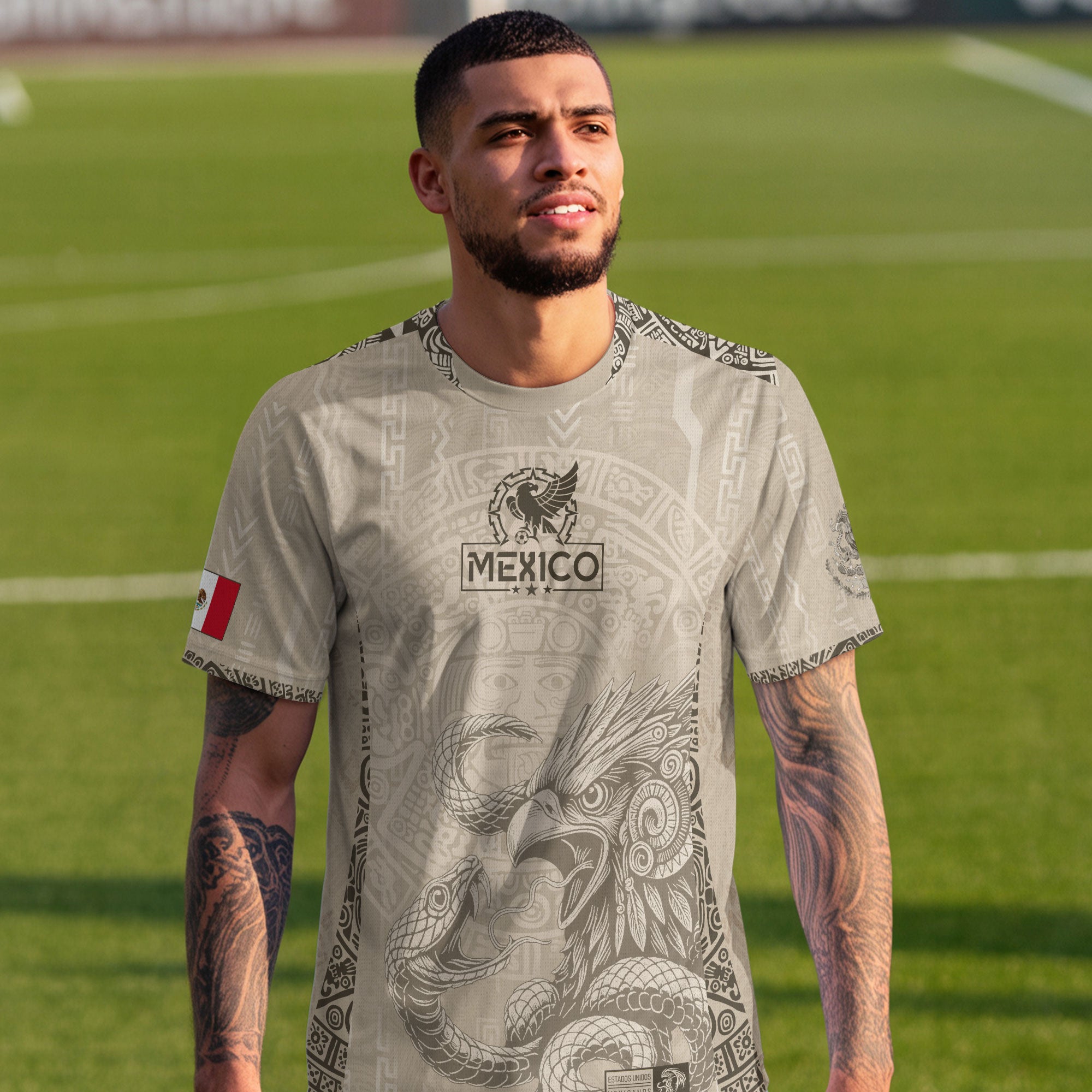 Mexico Beige Aztec Sunstone Eagle Heritage Soccer Jersey
